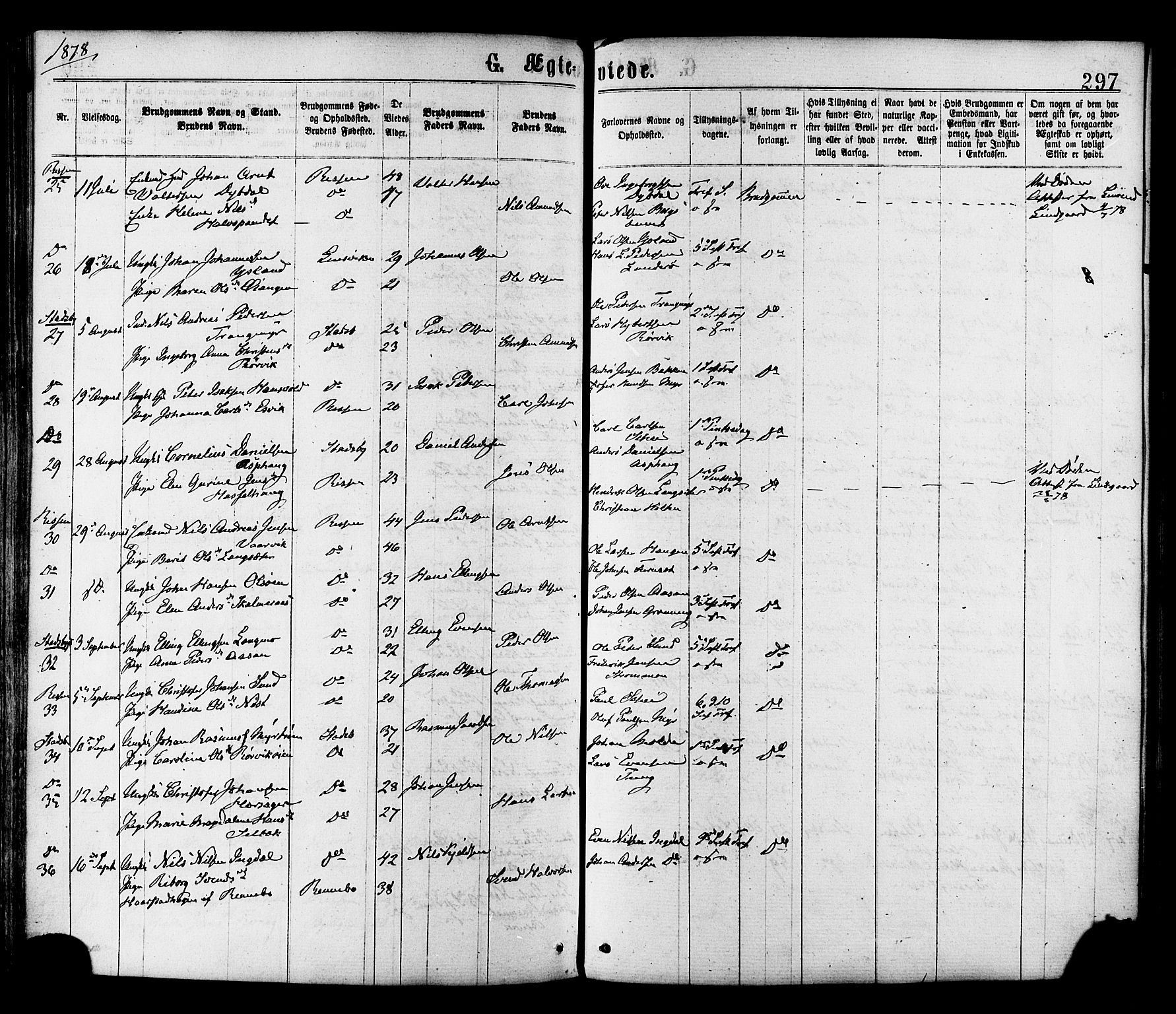 Ministerialprotokoller, klokkerbøker og fødselsregistre - Sør-Trøndelag, SAT/A-1456/646/L0613: Ministerialbok nr. 646A11, 1870-1884, s. 297