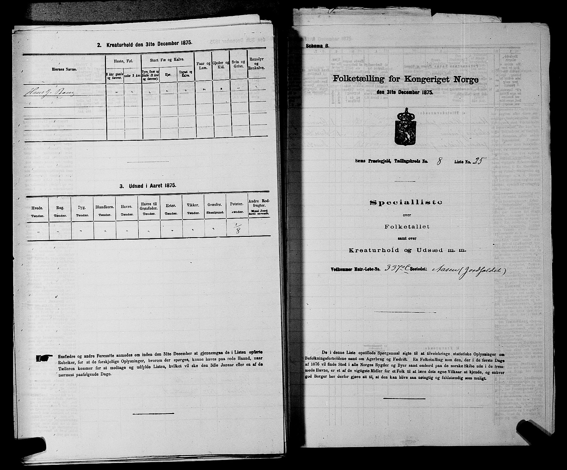 SAKO, Folketelling 1875 for 0721P Sem prestegjeld, 1875, s. 1489