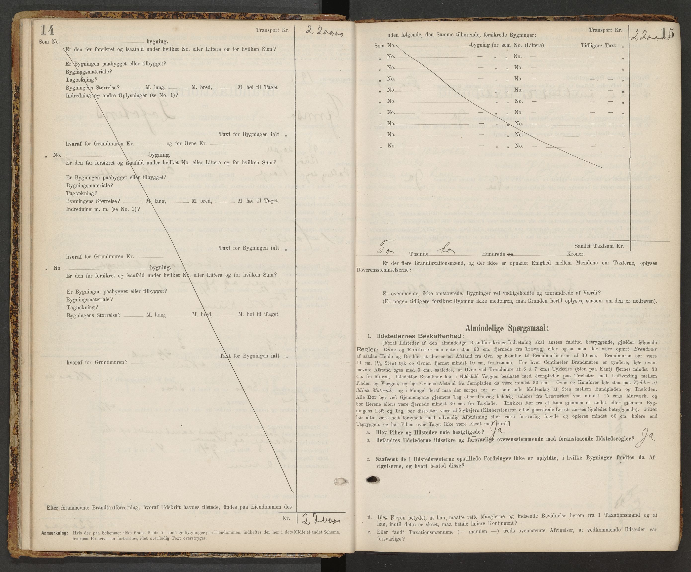 Norges Brannkasse Gimsøy og Valberg, AV/SAT-A-5588/Fb/L0001: Branntakstprotokoll, 1898-1913