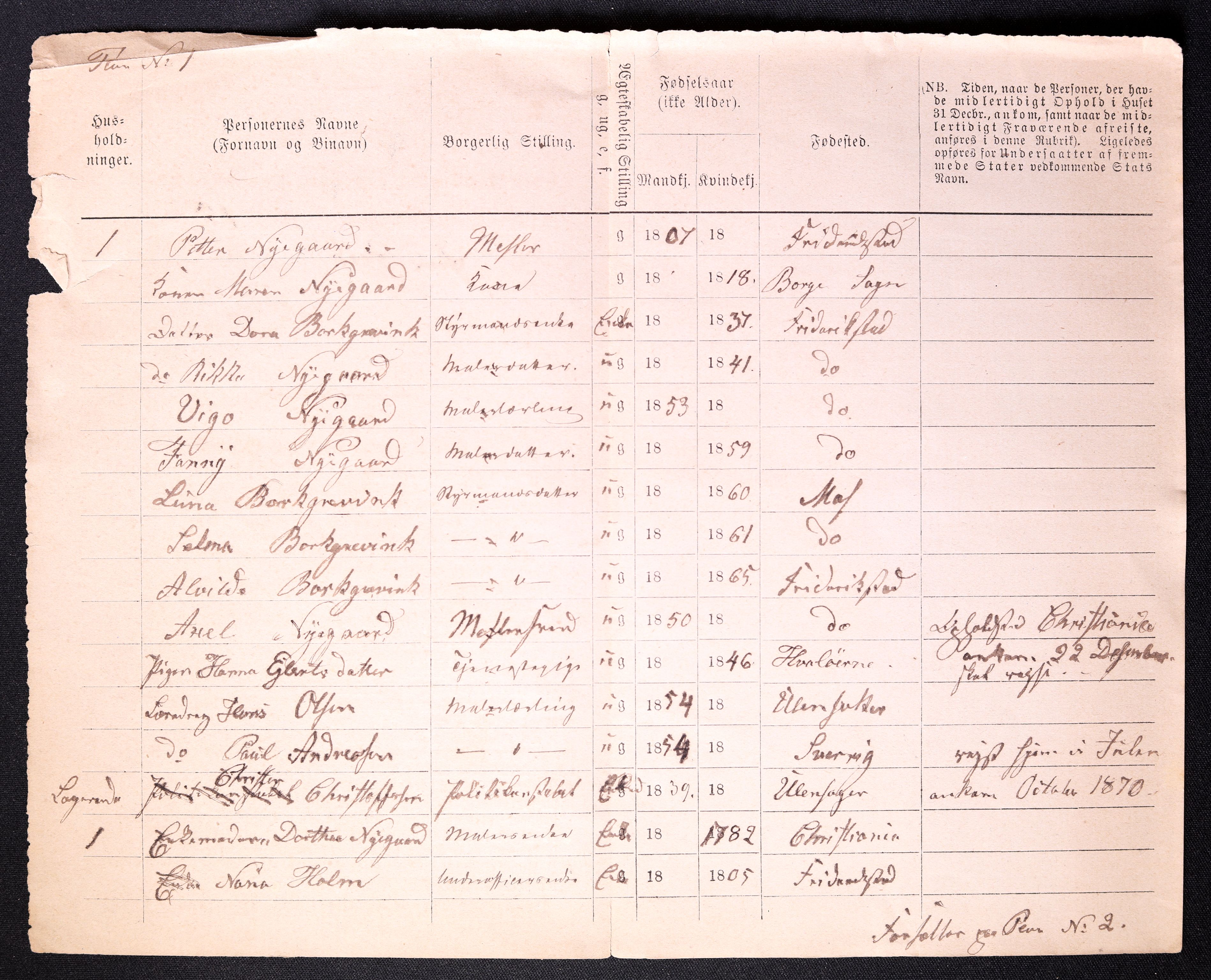 RA, Folketelling 1870 for 0103 Fredrikstad kjøpstad, 1870, s. 14