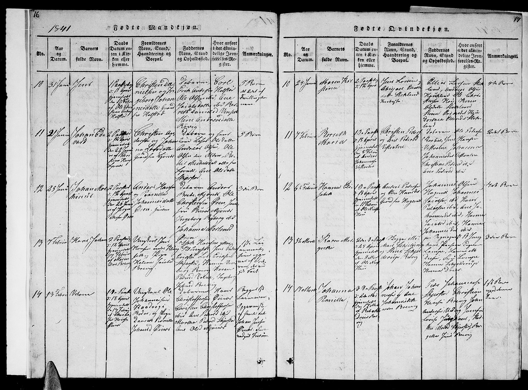 Ministerialprotokoller, klokkerbøker og fødselsregistre - Nordland, AV/SAT-A-1459/852/L0752: Klokkerbok nr. 852C03, 1840-1855, s. 16-17