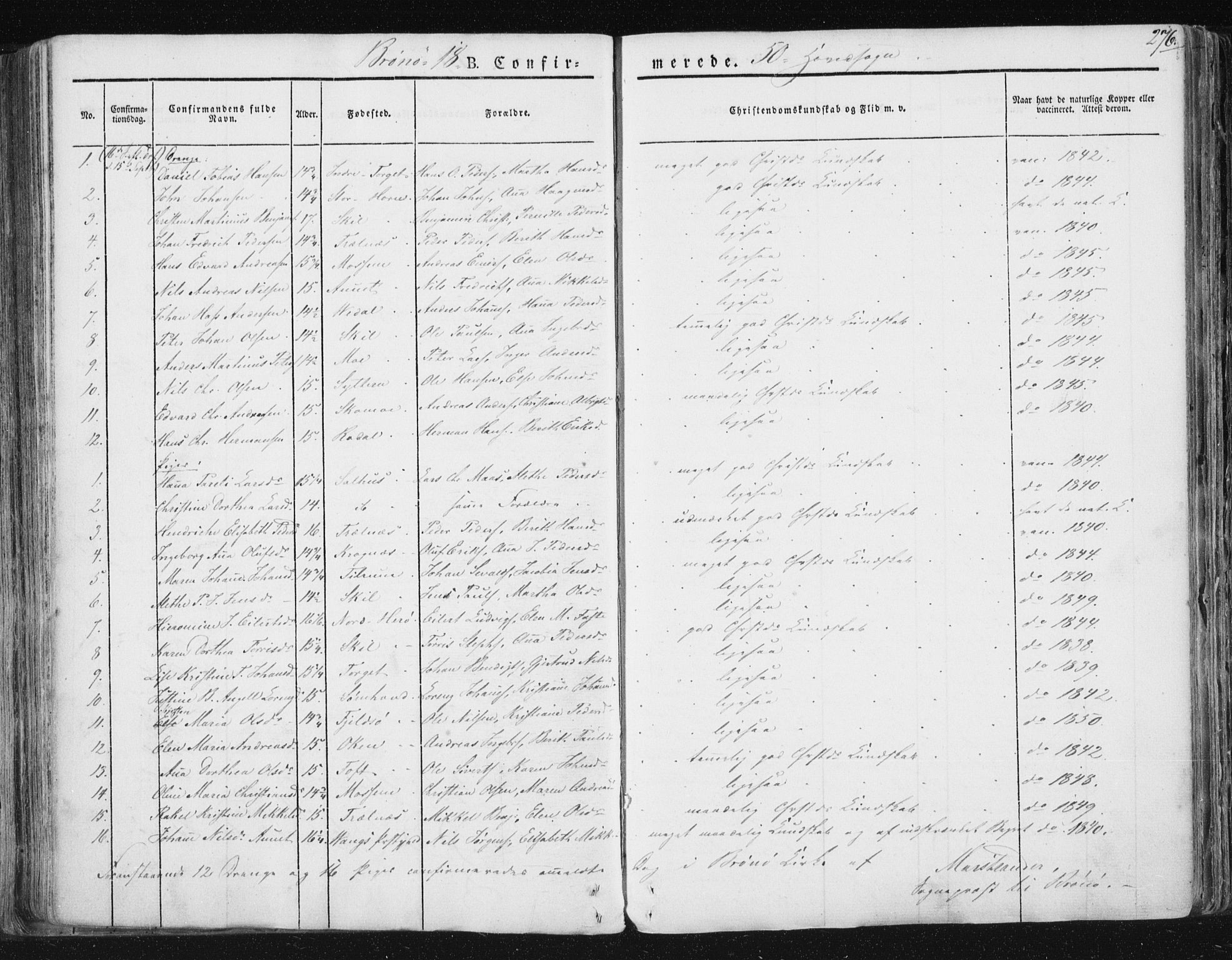 Ministerialprotokoller, klokkerbøker og fødselsregistre - Nordland, AV/SAT-A-1459/813/L0198: Ministerialbok nr. 813A08, 1834-1874, s. 276