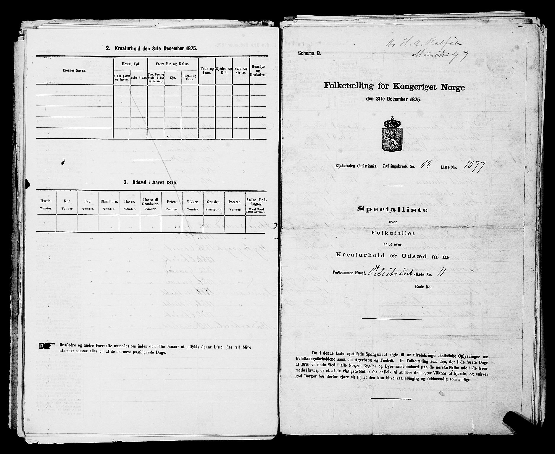 RA, Folketelling 1875 for 0301 Kristiania kjøpstad, 1875, s. 3387