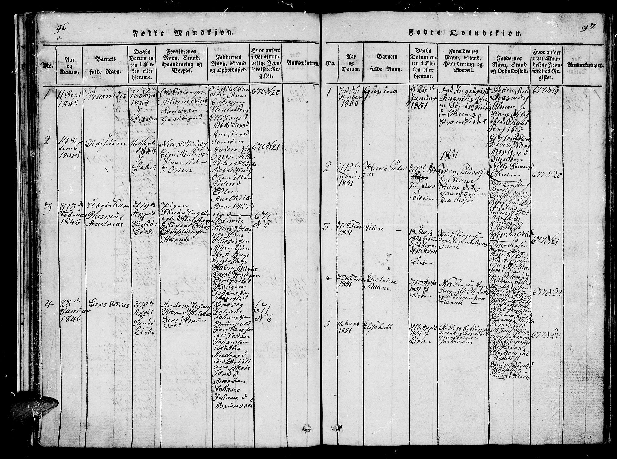 Ministerialprotokoller, klokkerbøker og fødselsregistre - Møre og Romsdal, AV/SAT-A-1454/561/L0731: Klokkerbok nr. 561C01, 1817-1867, s. 96-97