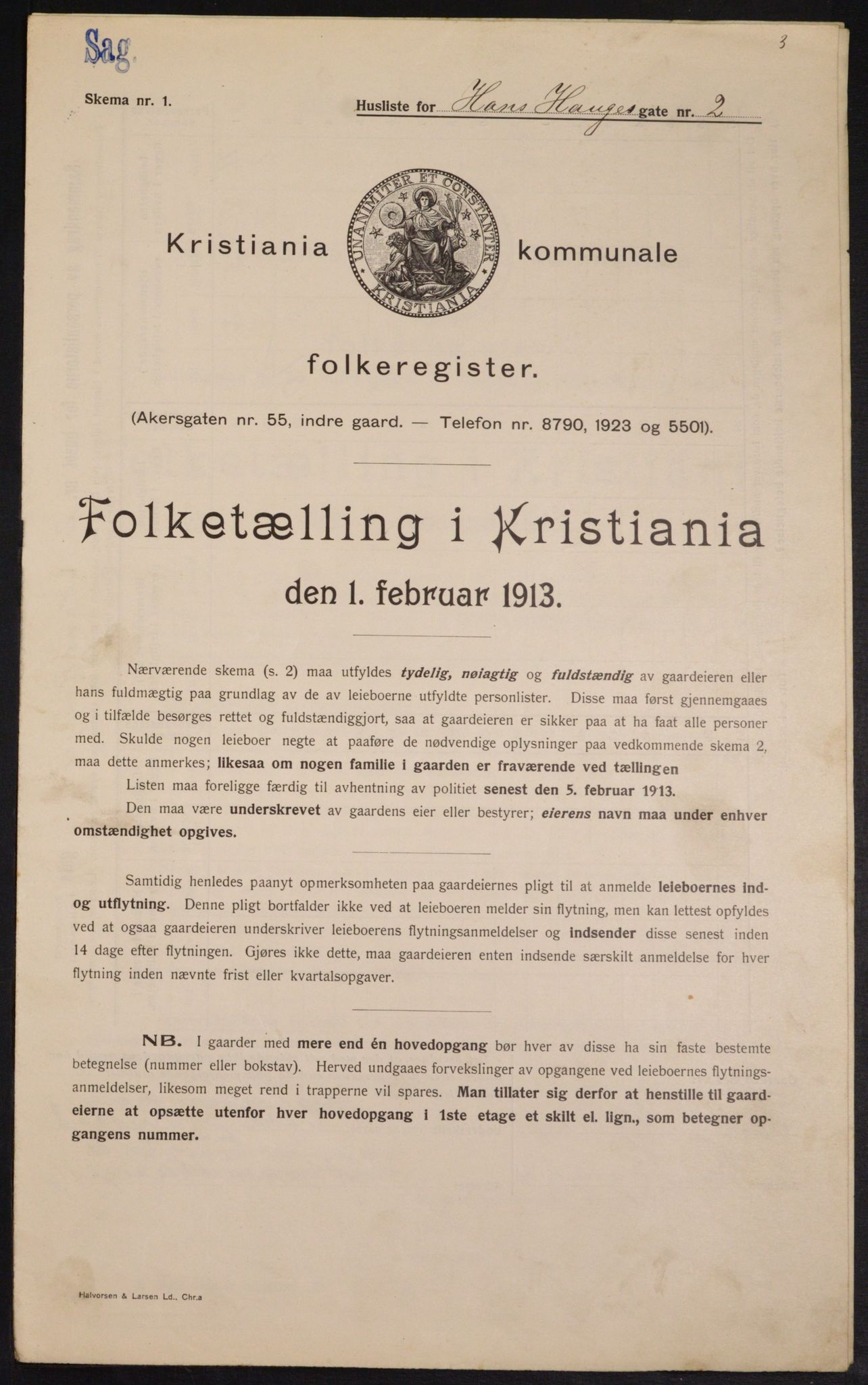 OBA, Kommunal folketelling 1.2.1913 for Kristiania, 1913, s. 34779