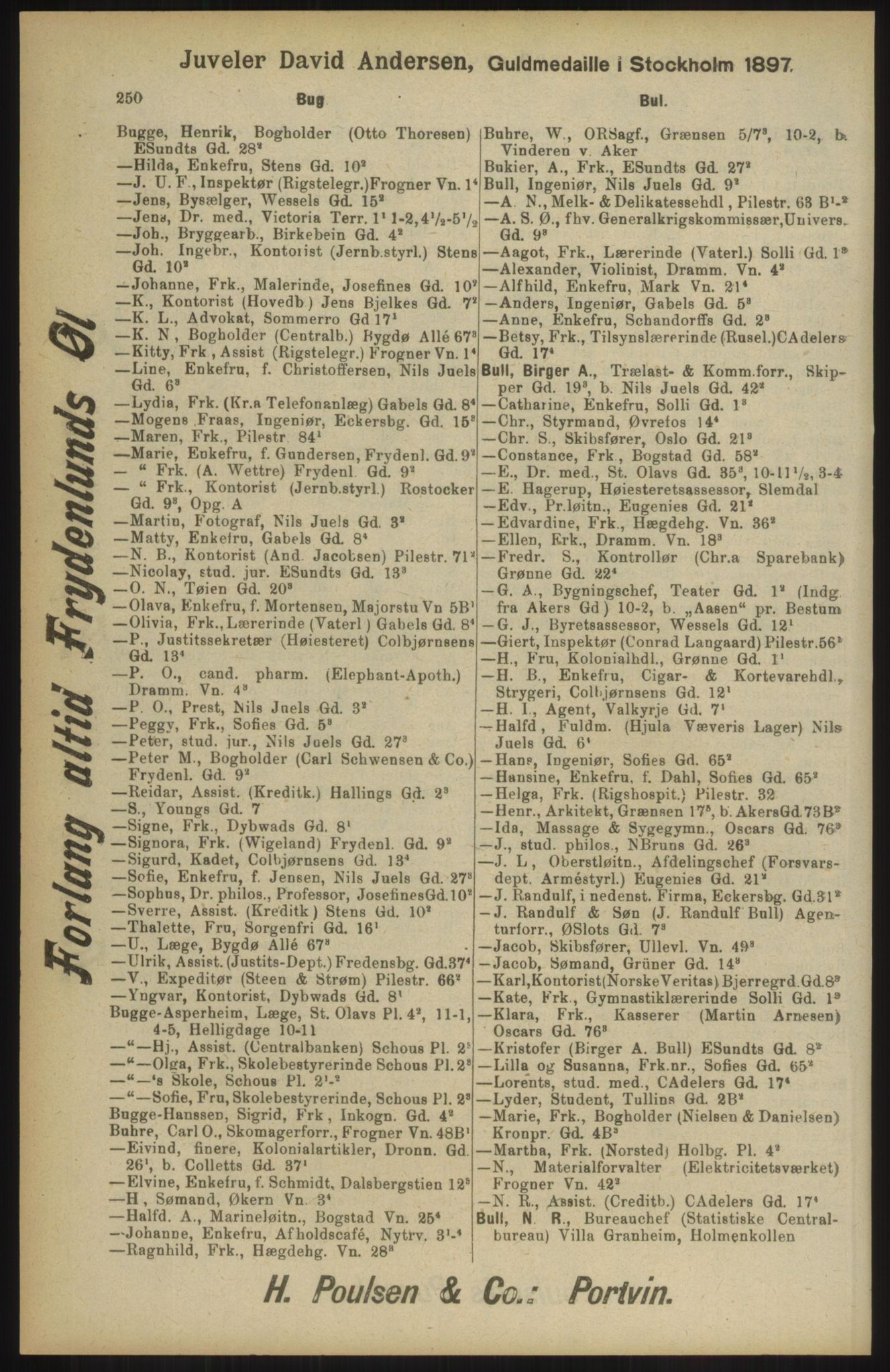 Kristiania/Oslo adressebok, PUBL/-, 1904, s. 250