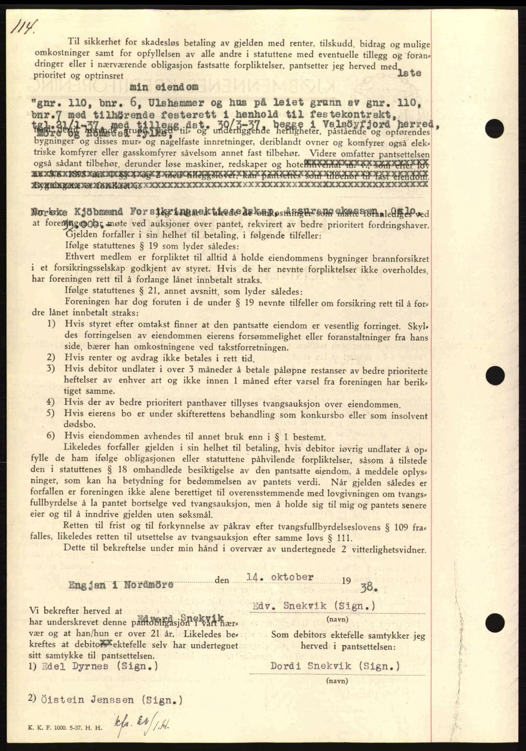 Nordmøre sorenskriveri, SAT/A-4132/1/2/2Ca: Pantebok nr. B84, 1938-1939, Dagboknr: 2400/1938