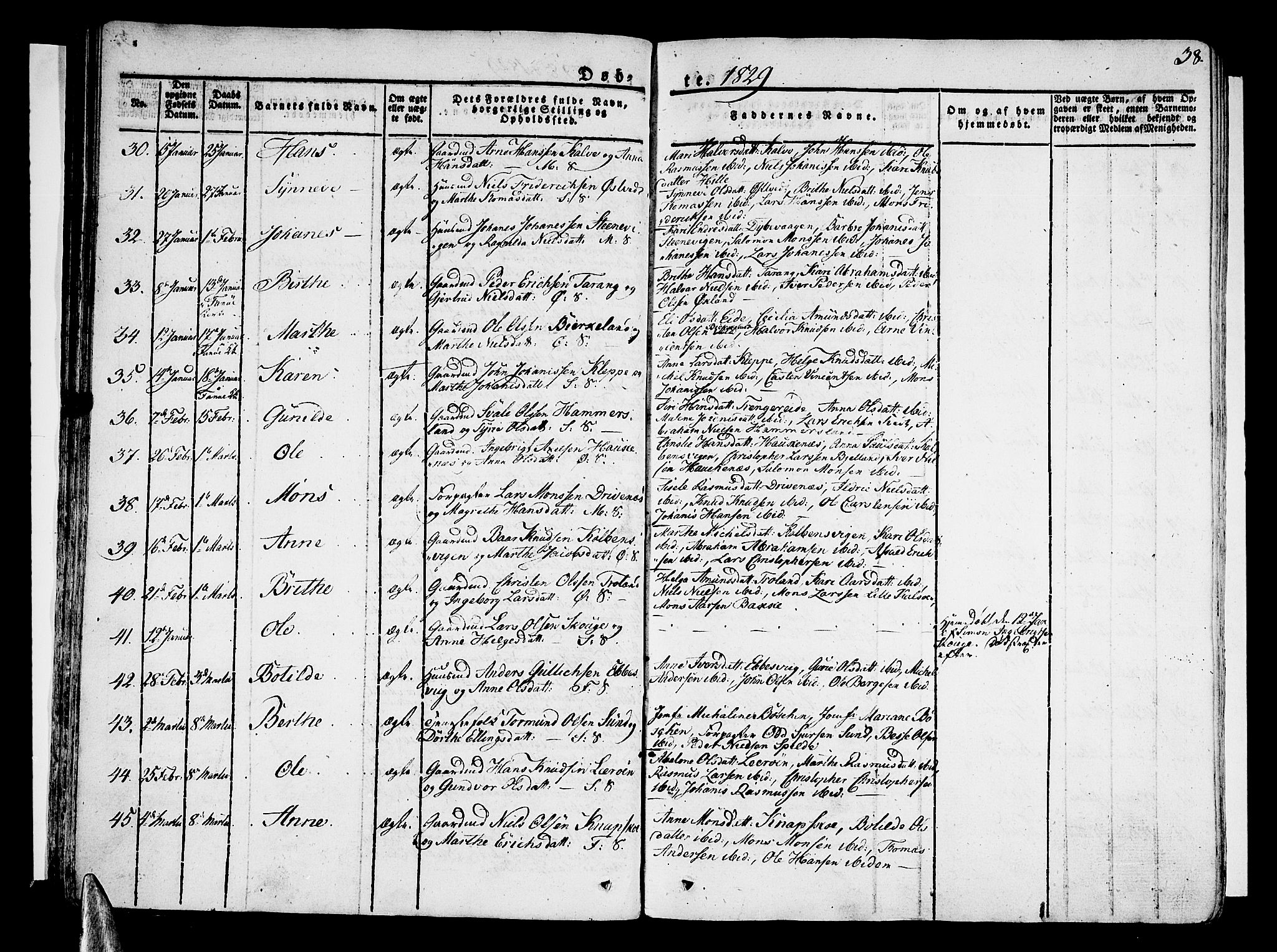 Sund sokneprestembete, AV/SAB-A-99930: Ministerialbok nr. A 12, 1825-1835, s. 38