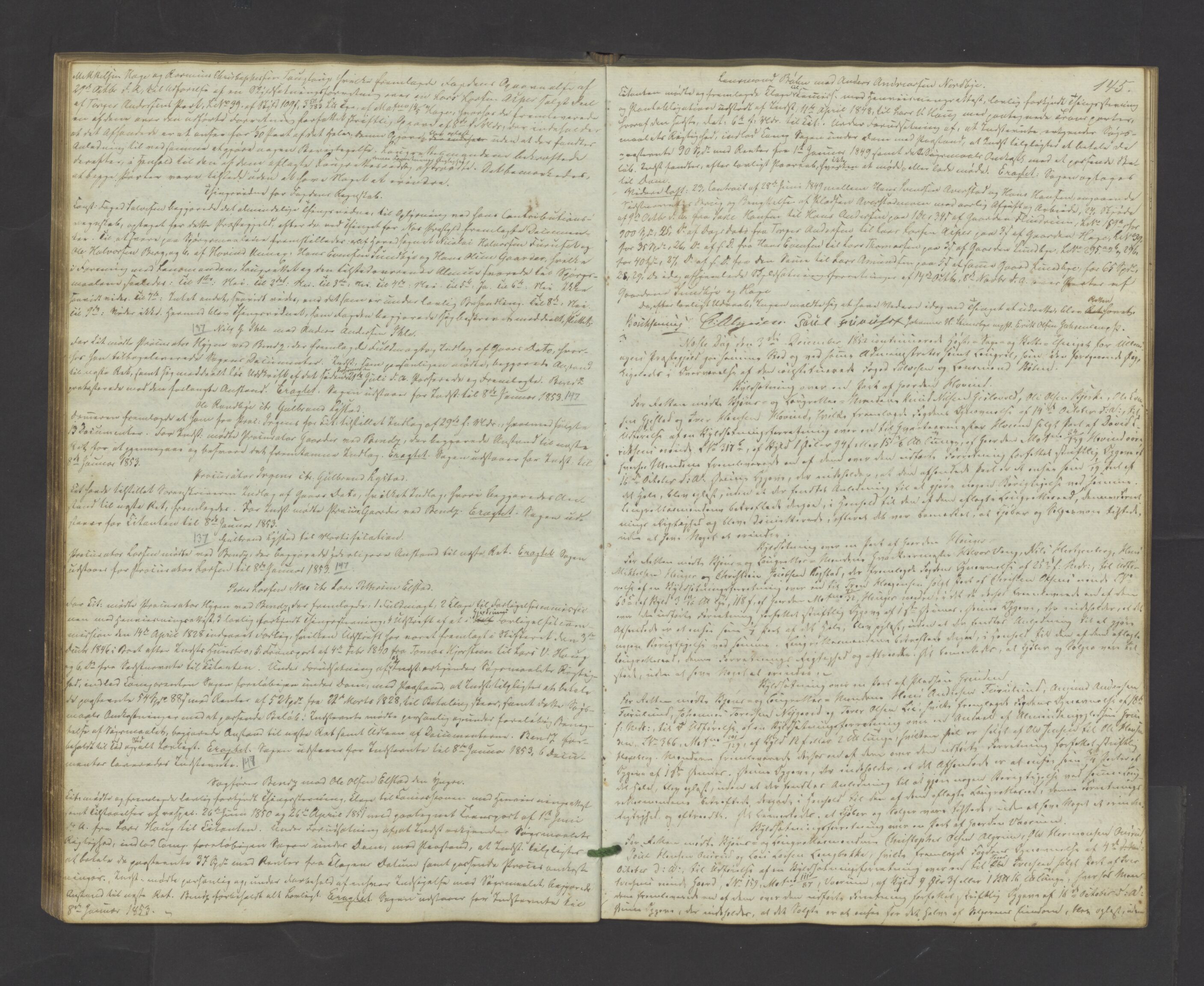 Nes tingrett, AV/SAO-A-10548/F/Fb/L0001: Tingbok, 1849-1862, s. 144b-145a