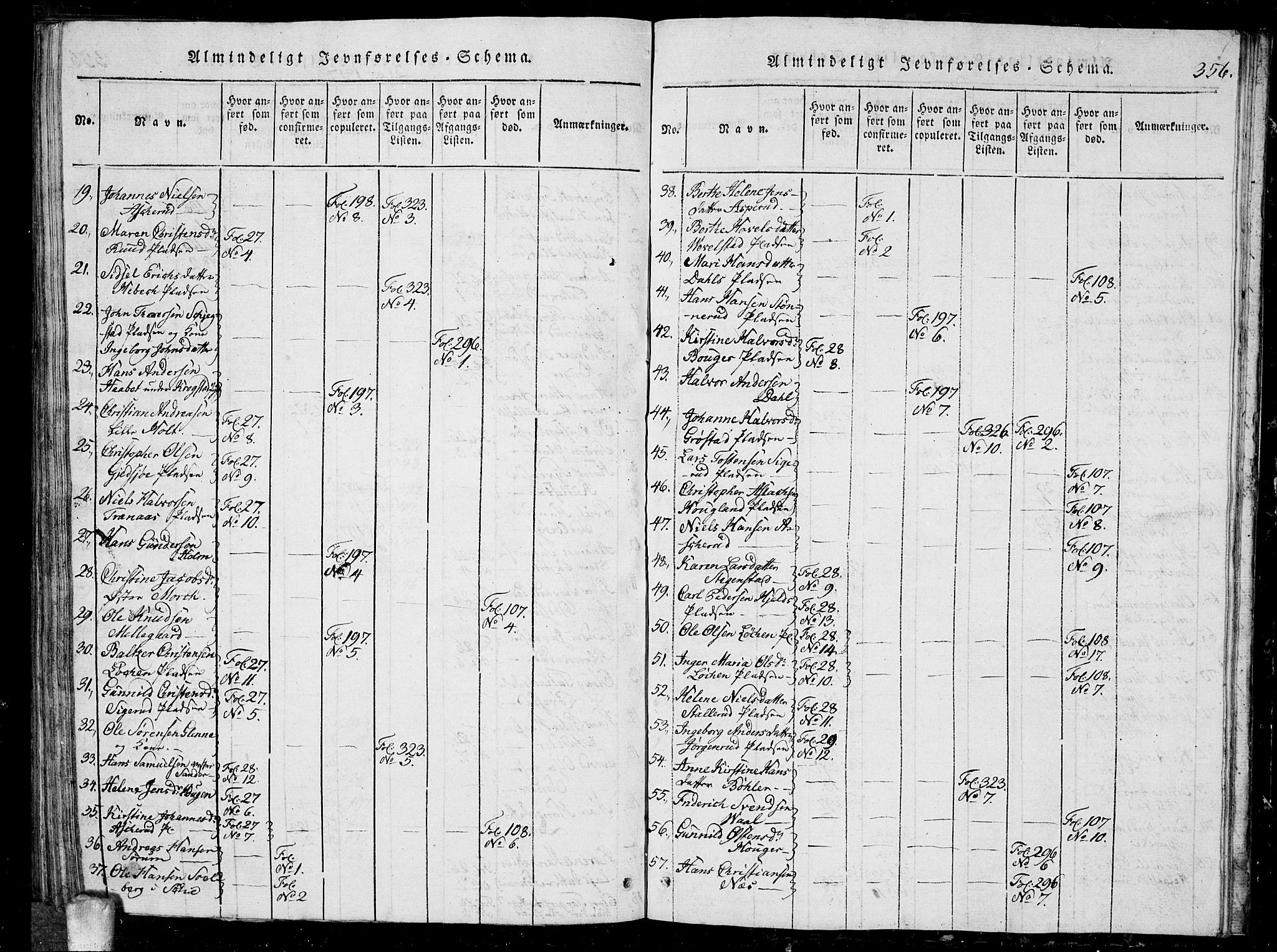 Kråkstad prestekontor Kirkebøker, AV/SAO-A-10125a/G/Ga/L0001: Klokkerbok nr. I 1, 1813-1824, s. 356