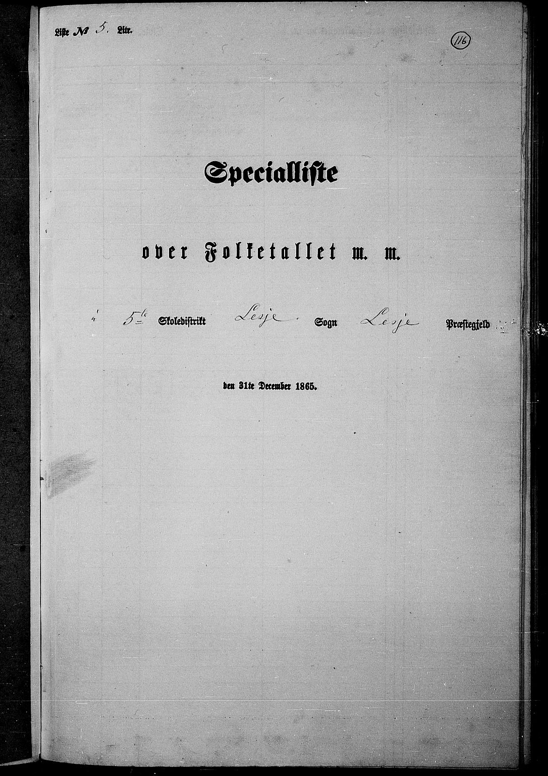 RA, Folketelling 1865 for 0512P Lesja prestegjeld, 1865, s. 103