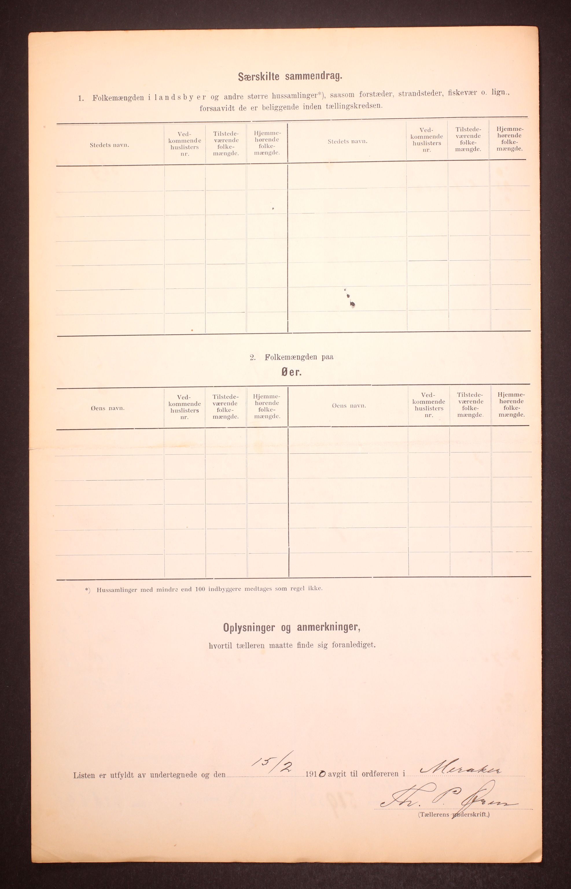 RA, Folketelling 1910 for 1711 Meråker herred, 1910, s. 9