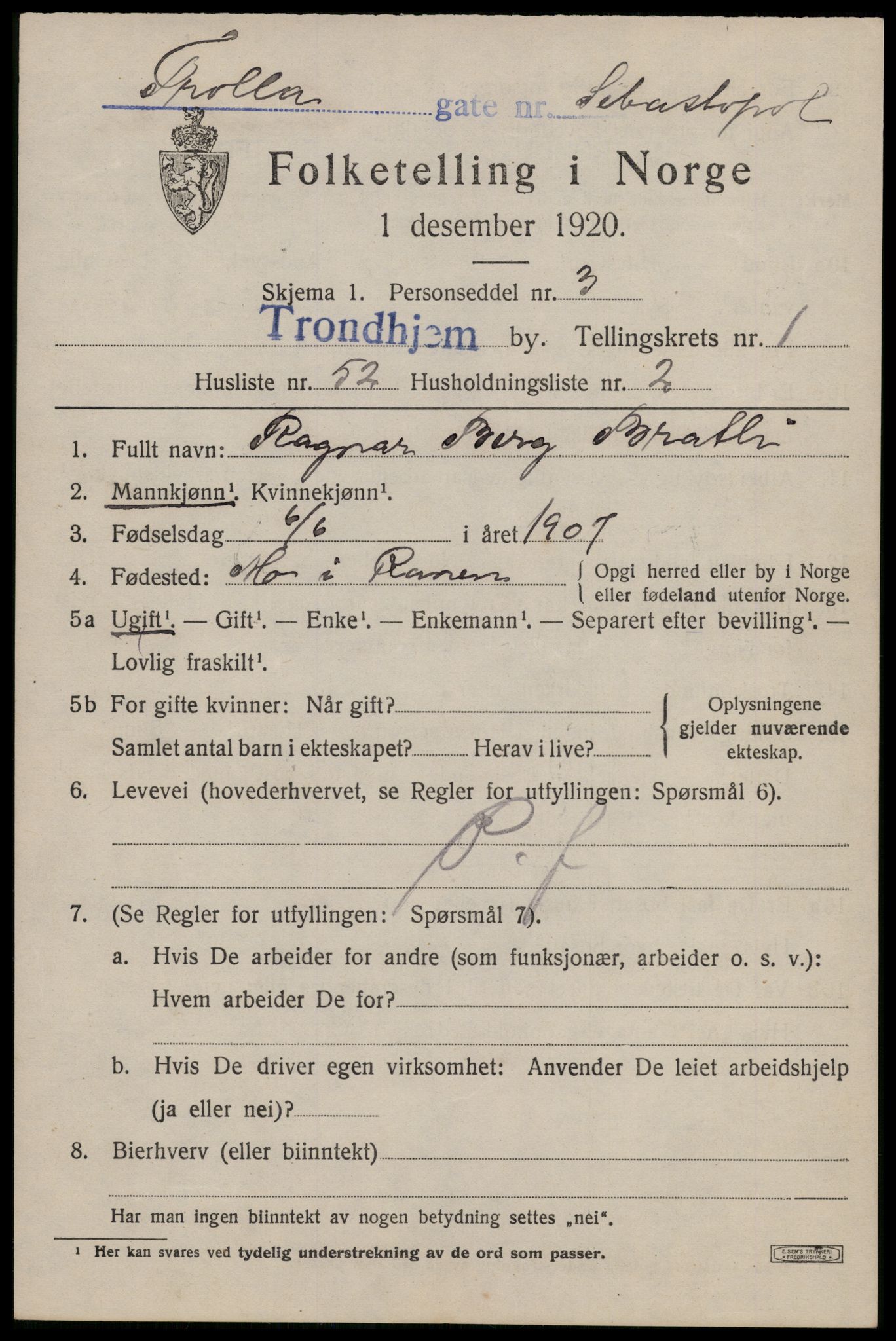 SAT, Folketelling 1920 for 1601 Trondheim kjøpstad, 1920, s. 33692