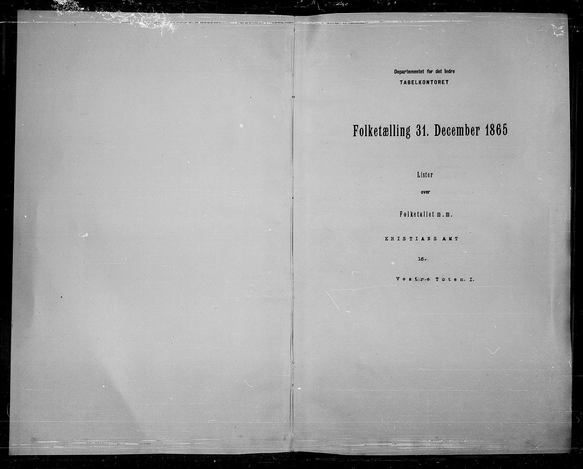 RA, Folketelling 1865 for 0529P Vestre Toten prestegjeld, 1865, s. 3