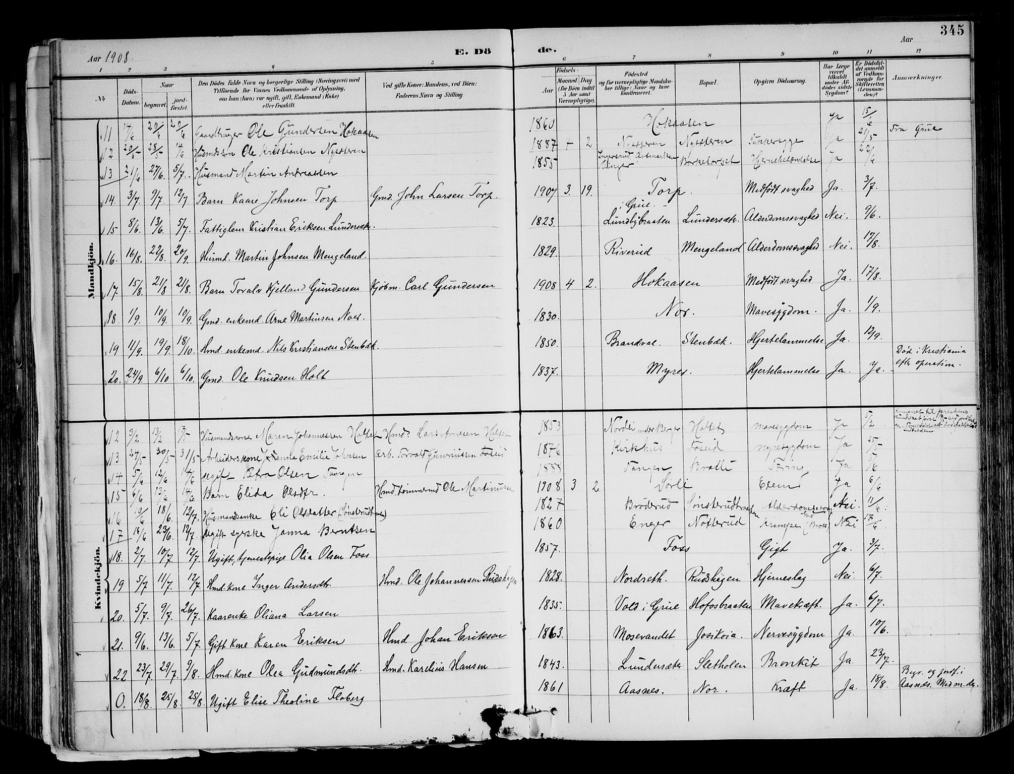 Brandval prestekontor, AV/SAH-PREST-034/H/Ha/Haa/L0003: Ministerialbok nr. 3, 1894-1909, s. 345