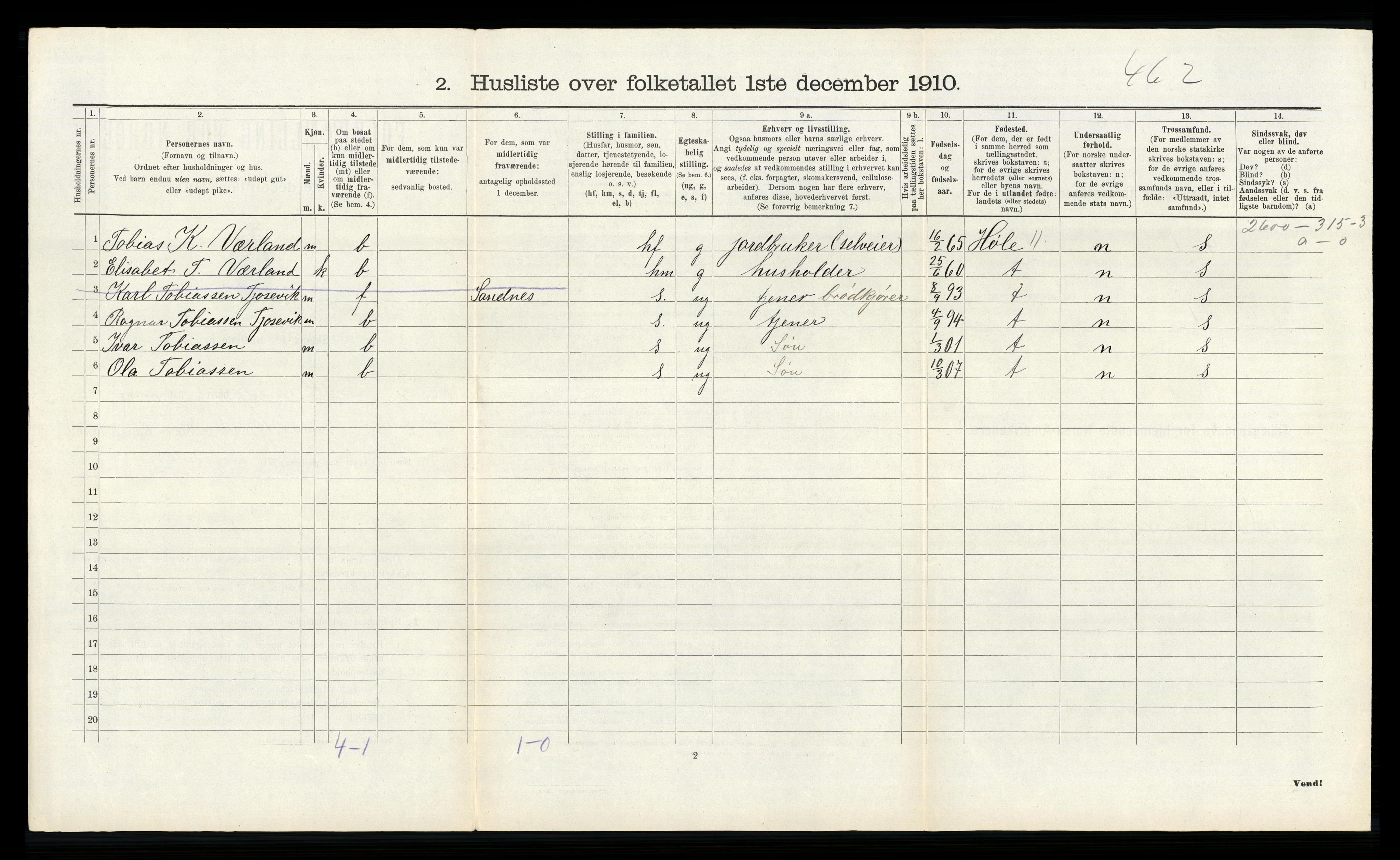 RA, Folketelling 1910 for 1123 Høyland herred, 1910, s. 239