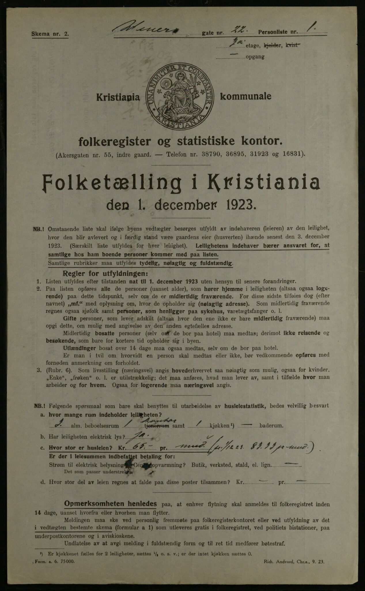 OBA, Kommunal folketelling 1.12.1923 for Kristiania, 1923, s. 112100