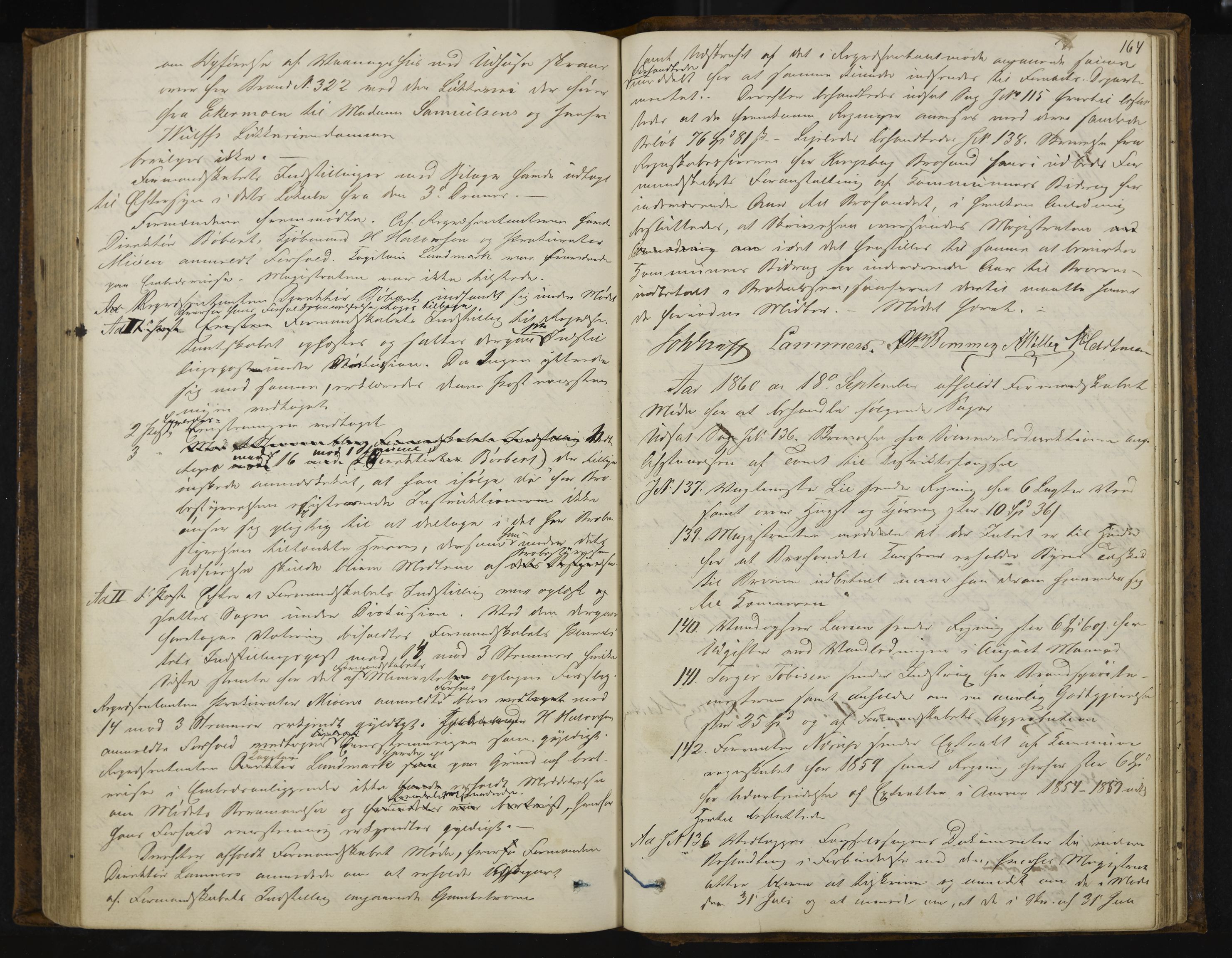 Kongsberg formannskap og sentraladministrasjon, IKAK/0604021-1/A/L0003: Møtebok med register, 1856-1861, s. 164