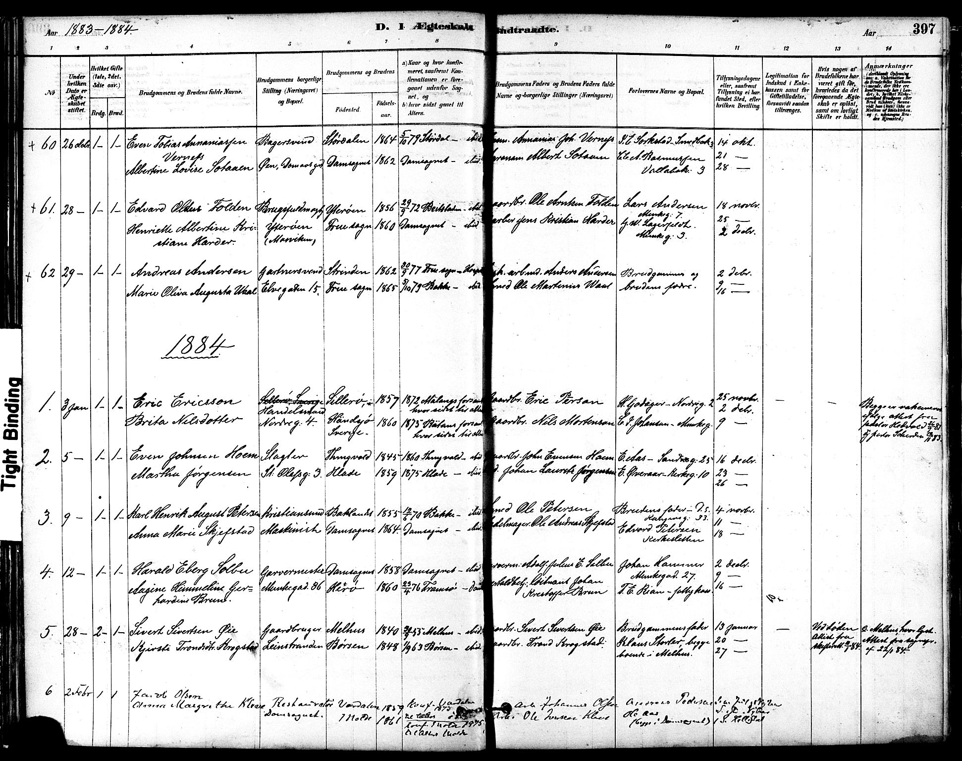 Ministerialprotokoller, klokkerbøker og fødselsregistre - Sør-Trøndelag, AV/SAT-A-1456/601/L0058: Ministerialbok nr. 601A26, 1877-1891, s. 397