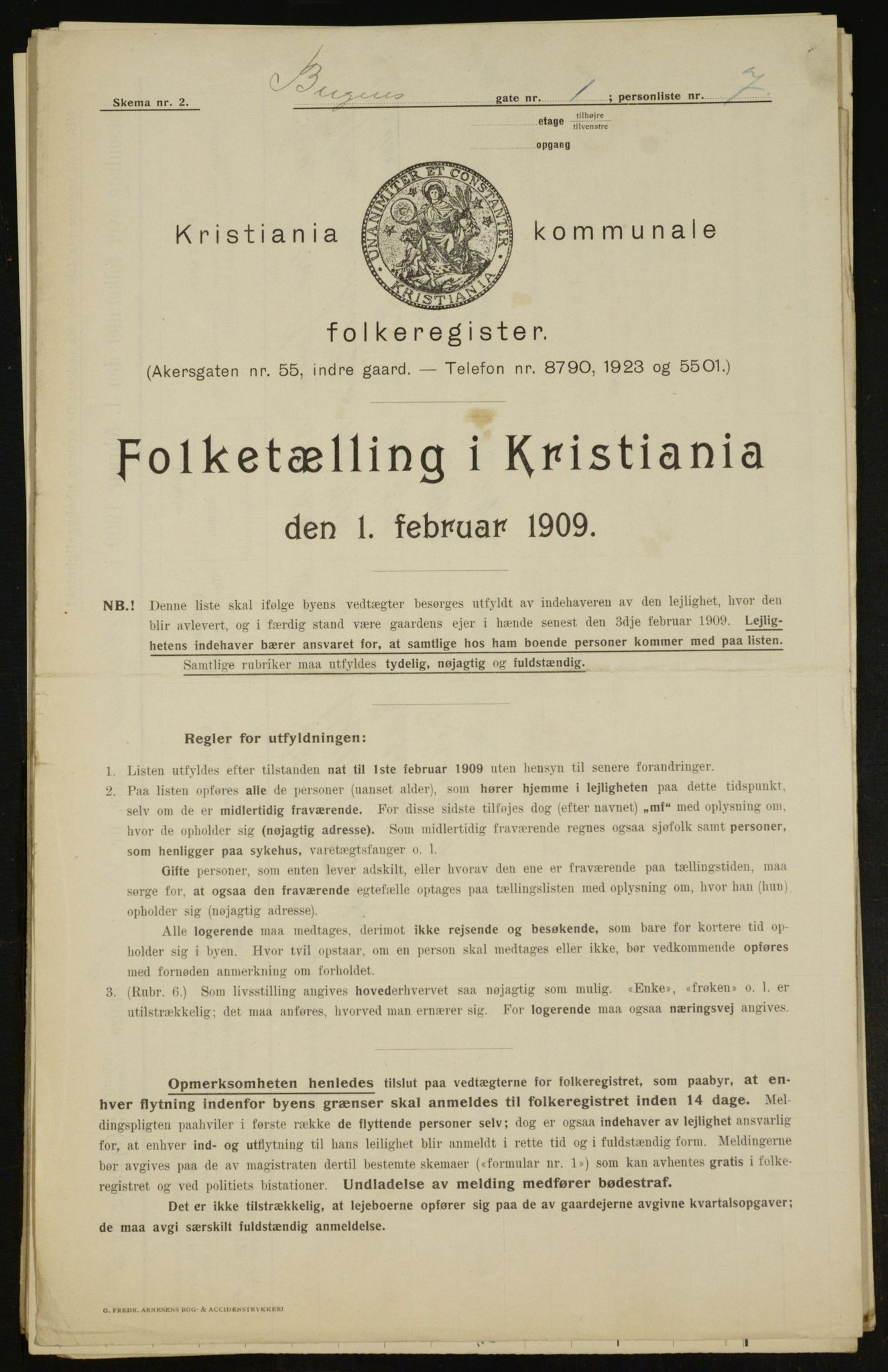 OBA, Kommunal folketelling 1.2.1909 for Kristiania kjøpstad, 1909, s. 3435