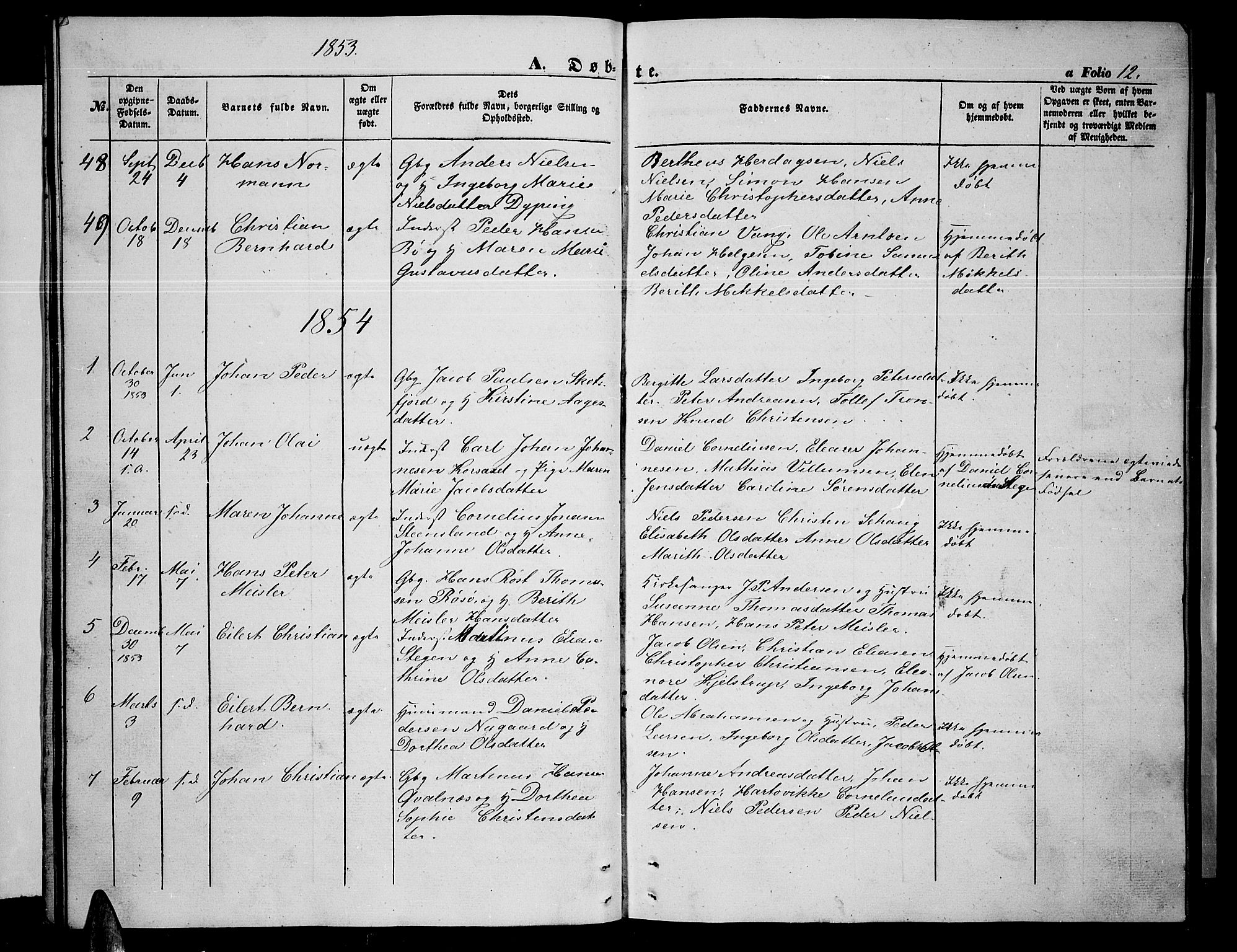 Ministerialprotokoller, klokkerbøker og fødselsregistre - Nordland, SAT/A-1459/855/L0814: Klokkerbok nr. 855C03, 1851-1864, s. 12