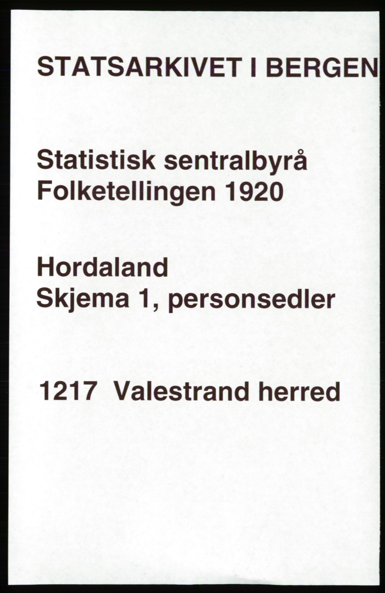 SAB, Folketelling 1920 for 1217 Valestrand herred, 1920, s. 465