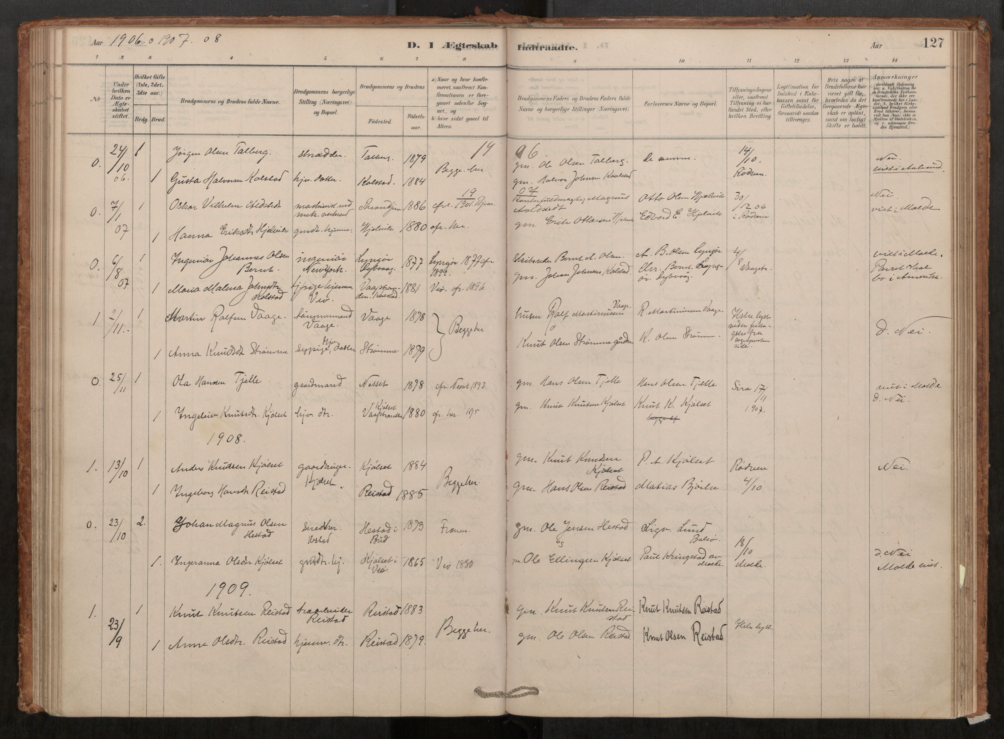 Ministerialprotokoller, klokkerbøker og fødselsregistre - Møre og Romsdal, AV/SAT-A-1454/550/L0621: Ministerialbok nr. 550A01, 1878-1915, s. 127
