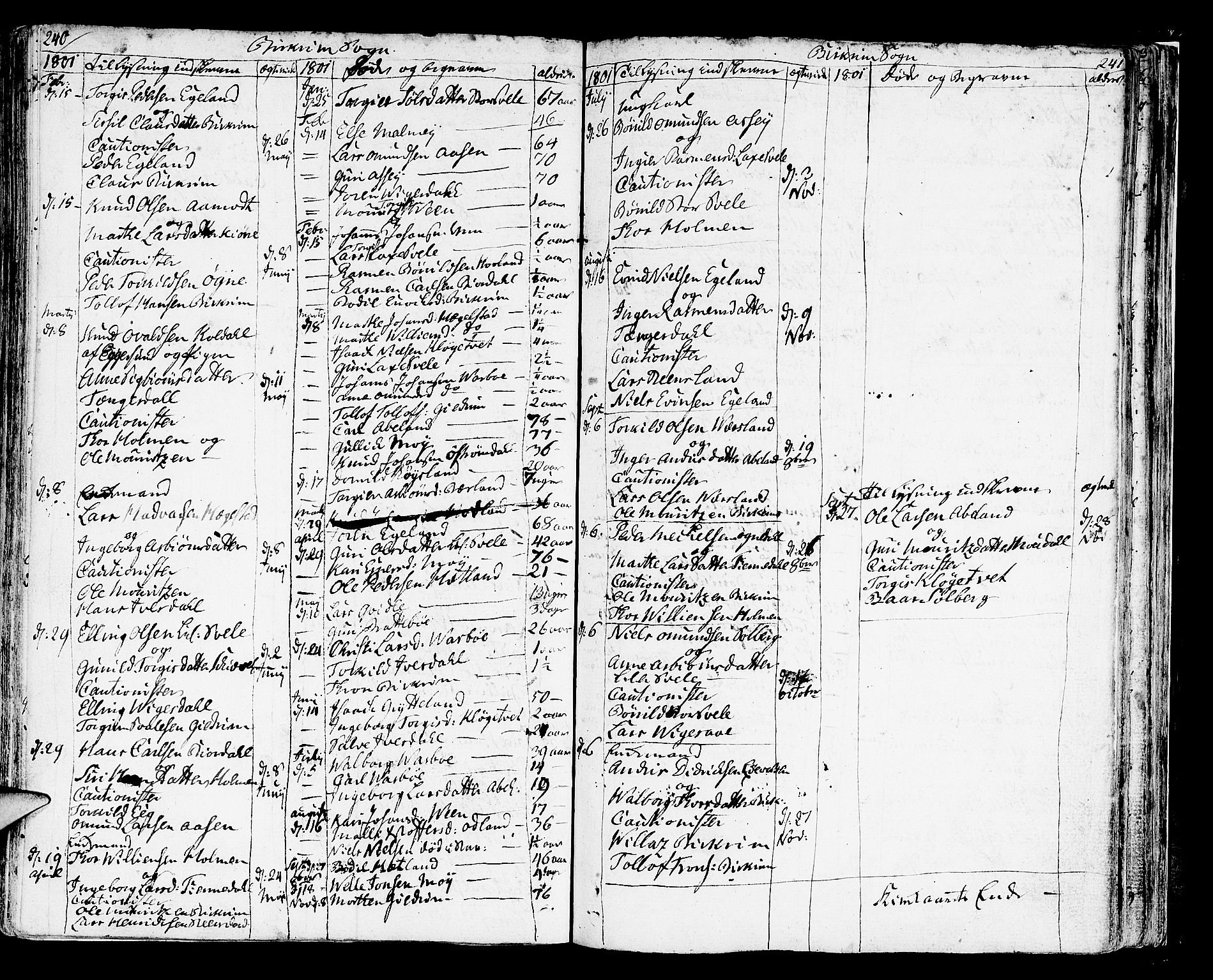 Helleland sokneprestkontor, SAST/A-101810: Ministerialbok nr. A 3 /2, 1791-1817, s. 240-241