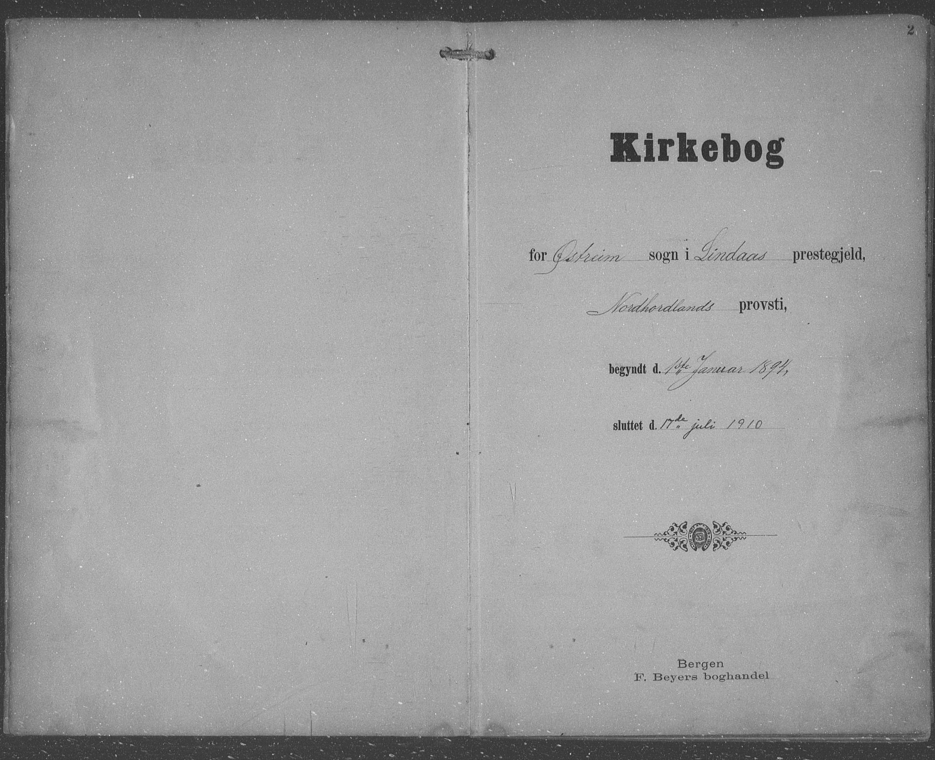 Lindås Sokneprestembete, SAB/A-76701/H/Hab: Klokkerbok nr. C 4, 1894-1910, s. 2