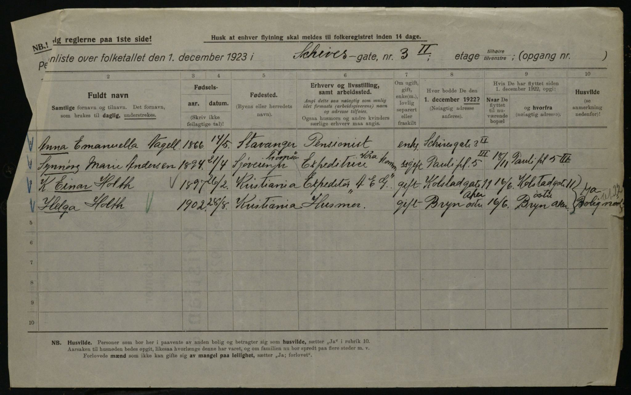 OBA, Kommunal folketelling 1.12.1923 for Kristiania, 1923, s. 99357