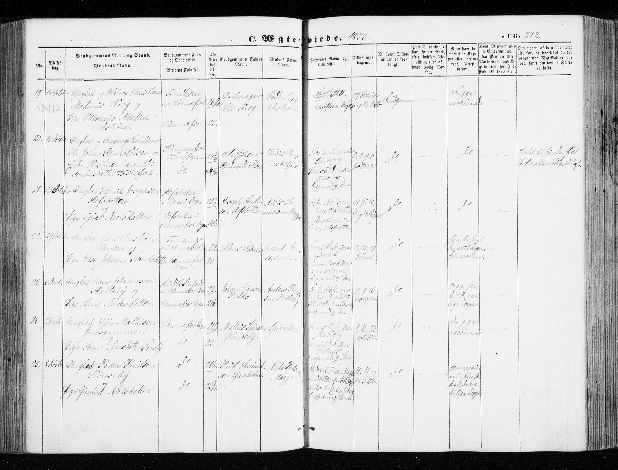 Hammerfest sokneprestkontor, SATØ/S-1347/H/Ha/L0004.kirke: Ministerialbok nr. 4, 1843-1856, s. 222