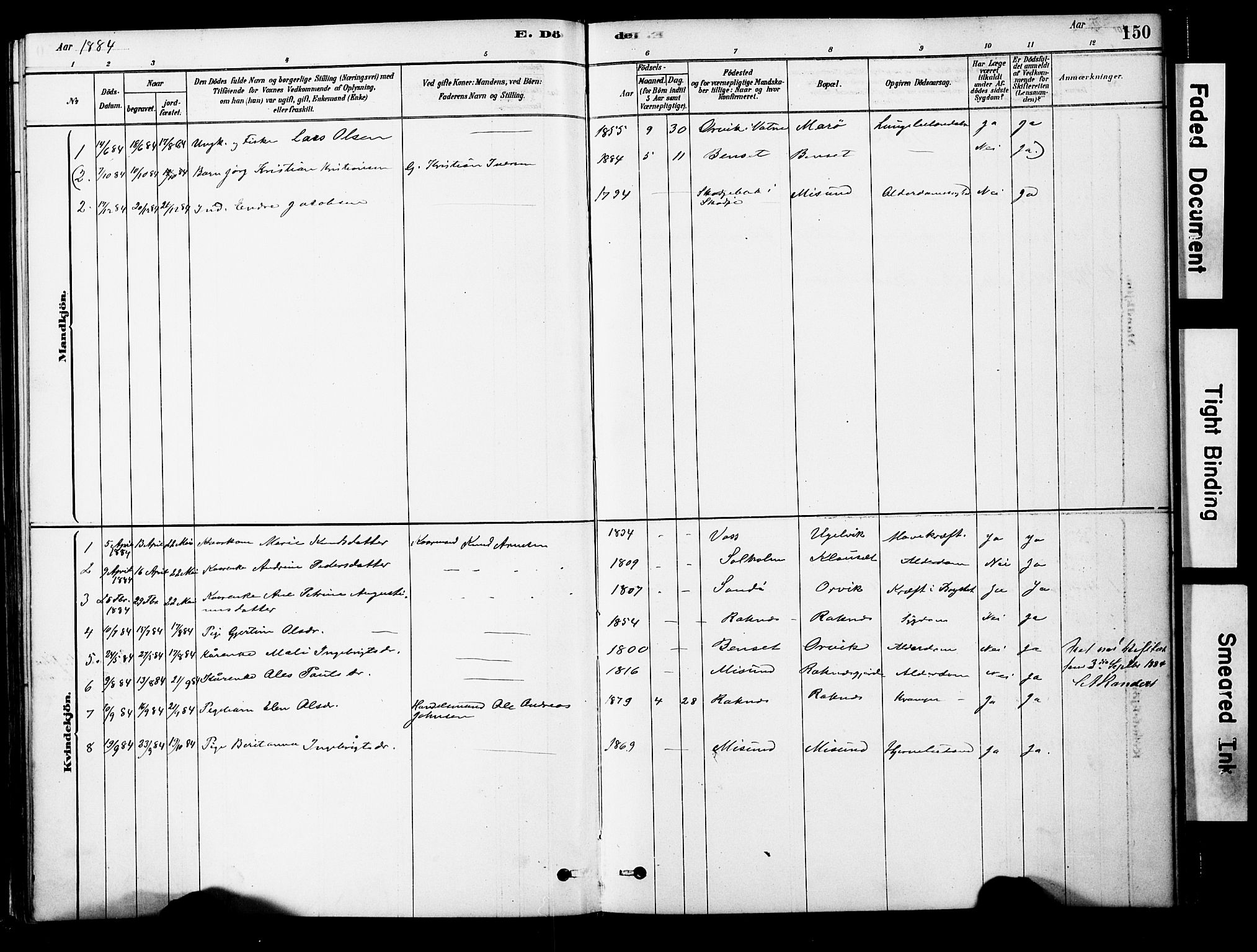 Ministerialprotokoller, klokkerbøker og fødselsregistre - Møre og Romsdal, AV/SAT-A-1454/563/L0736: Ministerialbok nr. 563A01, 1878-1903, s. 150