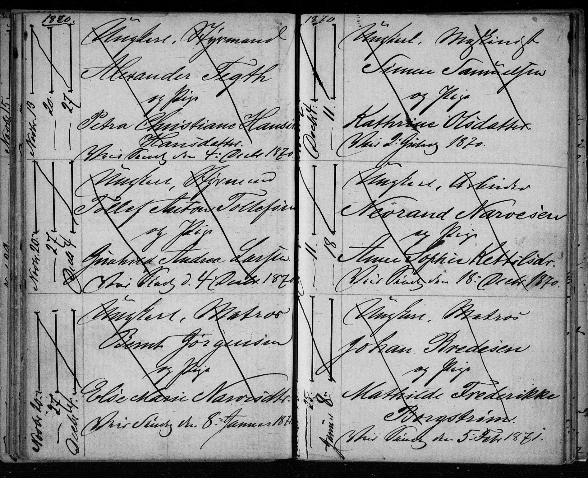 Bragernes kirkebøker, AV/SAKO-A-6/H/Ha/L0005: Lysningsprotokoll nr. 5, 1866-1872