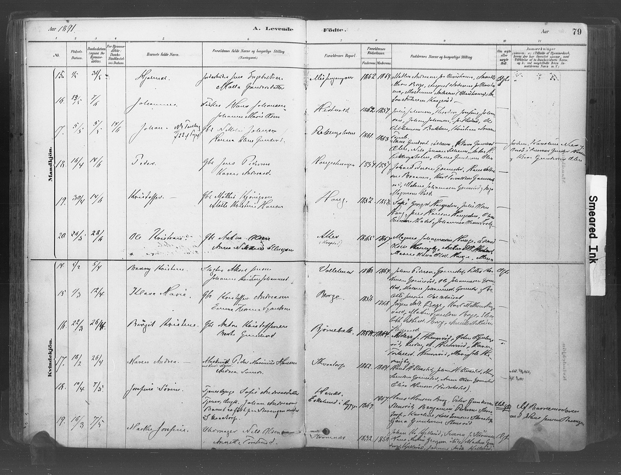 Råde prestekontor kirkebøker, AV/SAO-A-2009/F/Fa/L0007: Ministerialbok nr. 7, 1878-1902, s. 79