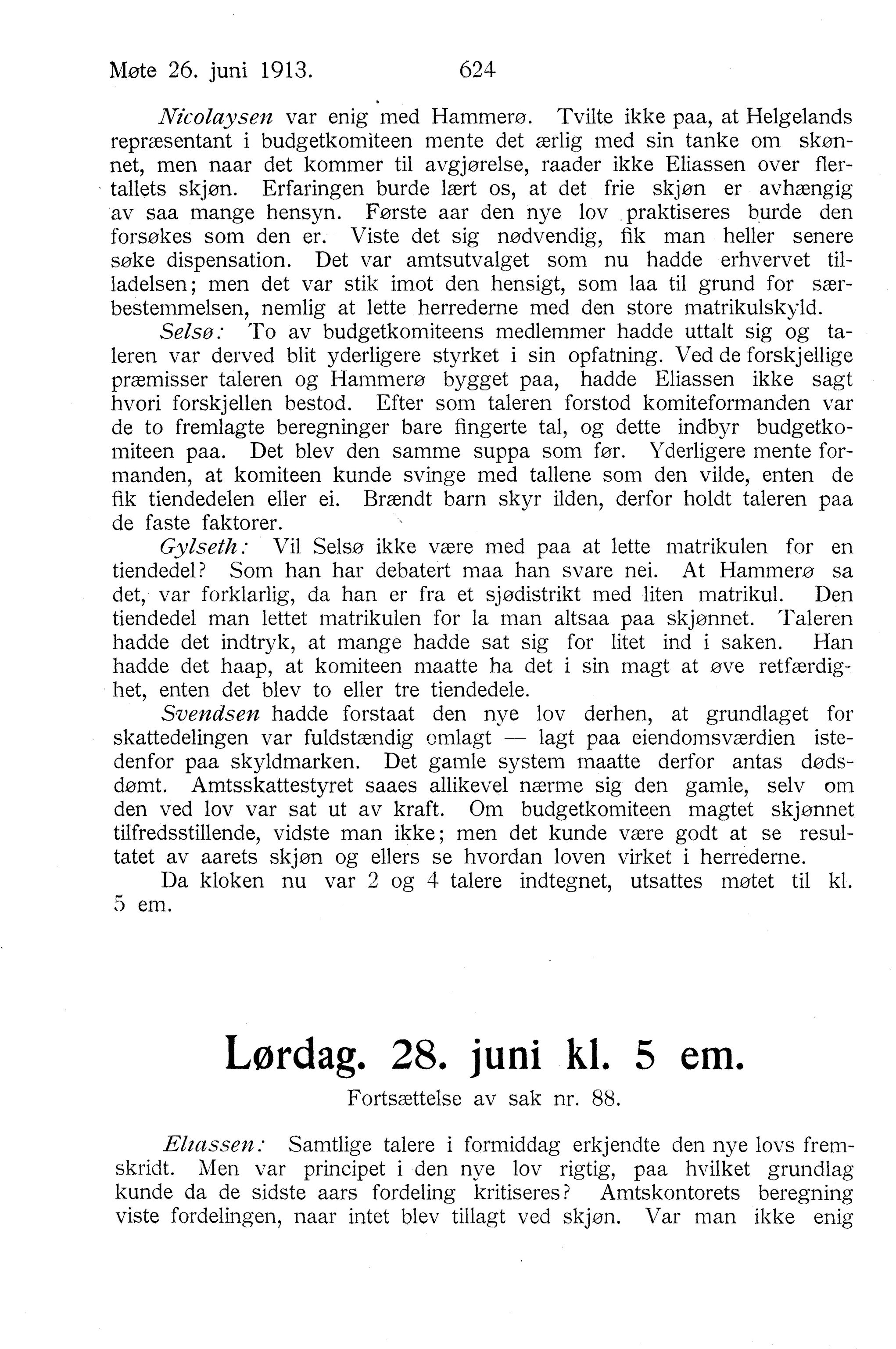 Nordland Fylkeskommune. Fylkestinget, AIN/NFK-17/176/A/Ac/L0036: Fylkestingsforhandlinger 1913, 1913