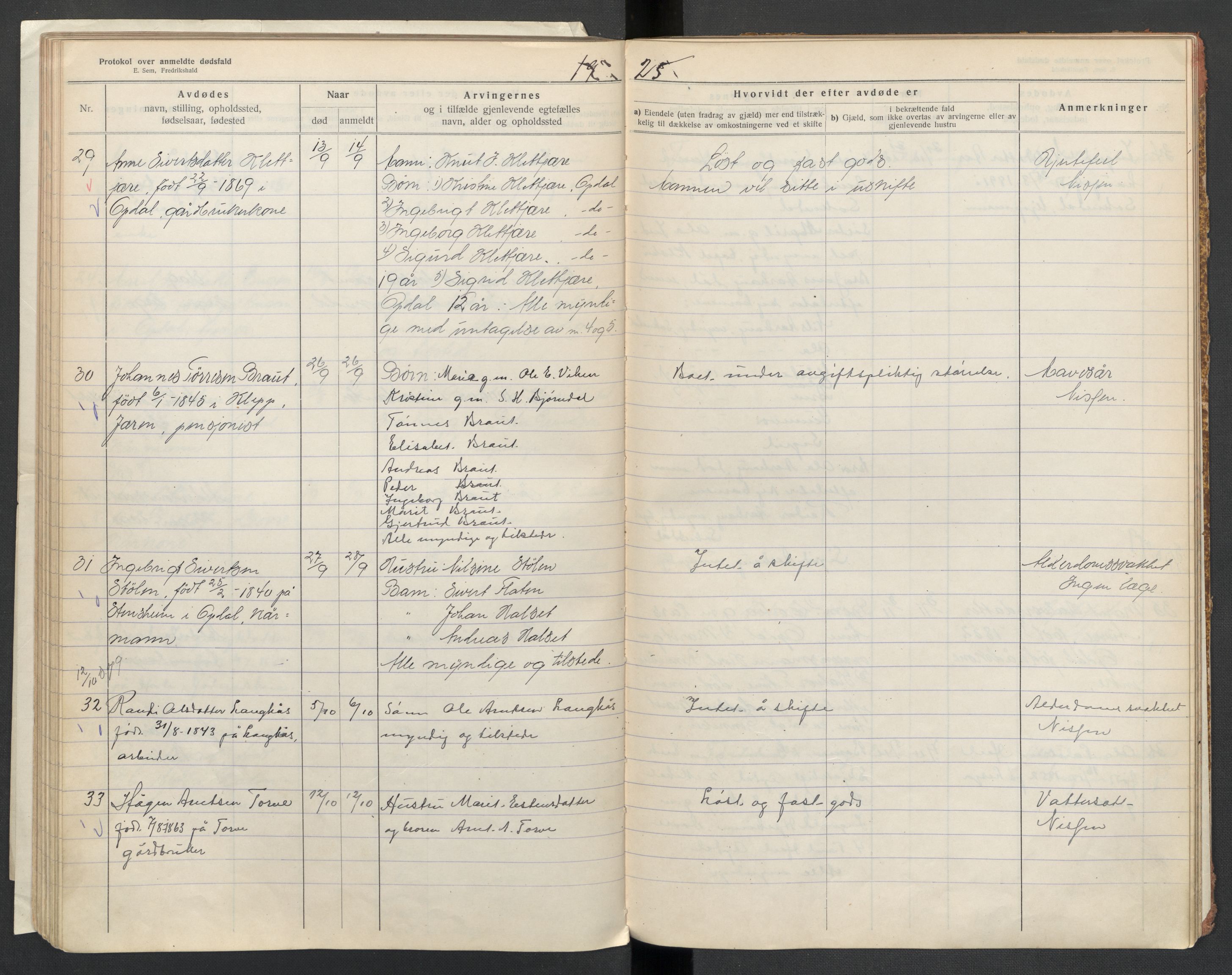 Oppdal lensmannskontor, AV/SAT-A-1073/1/02/L0003: 2.01.03 Dødsfallsprotokoll, 1919-1929