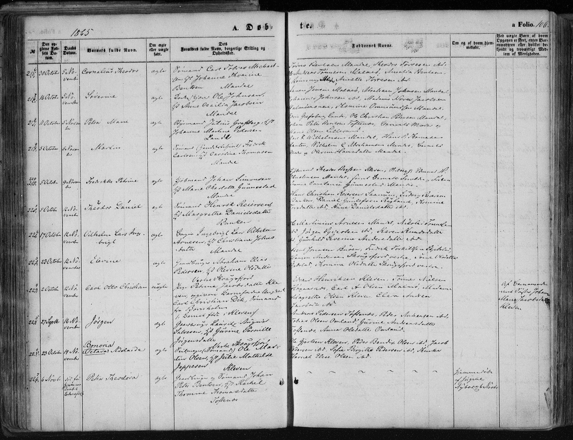 Mandal sokneprestkontor, AV/SAK-1111-0030/F/Fa/Faa/L0014: Ministerialbok nr. A 14, 1859-1872, s. 106