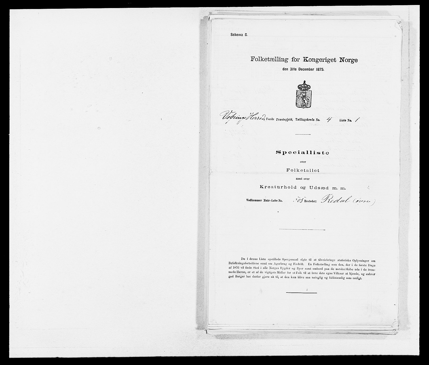 SAB, Folketelling 1875 for 1432P Førde prestegjeld, 1875, s. 2031