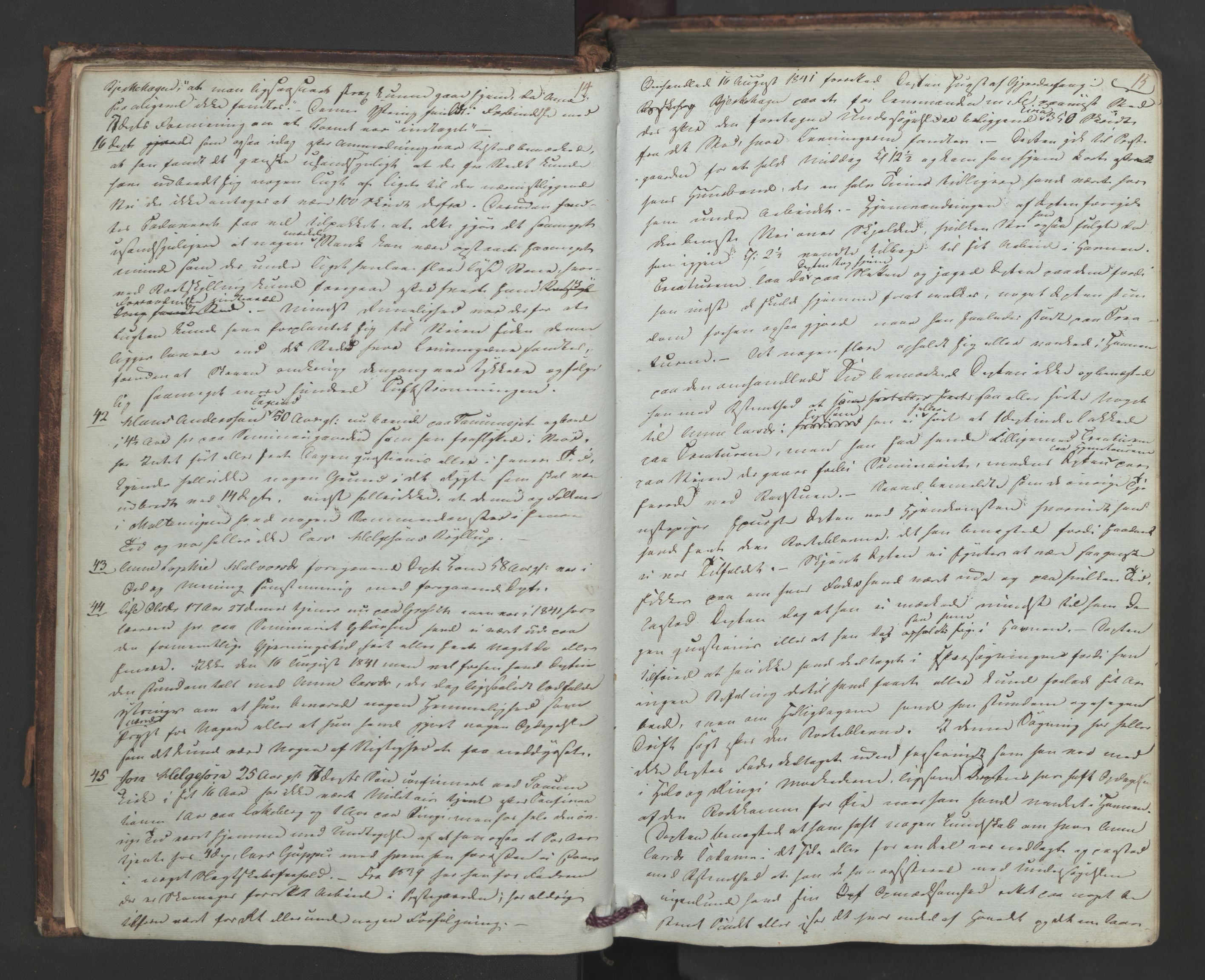 Aker sorenskriveri, AV/SAO-A-10895/F/Fc/Fcb/L0014: Ekstrarettsprotokoll, 1843-1846, s. 14-15