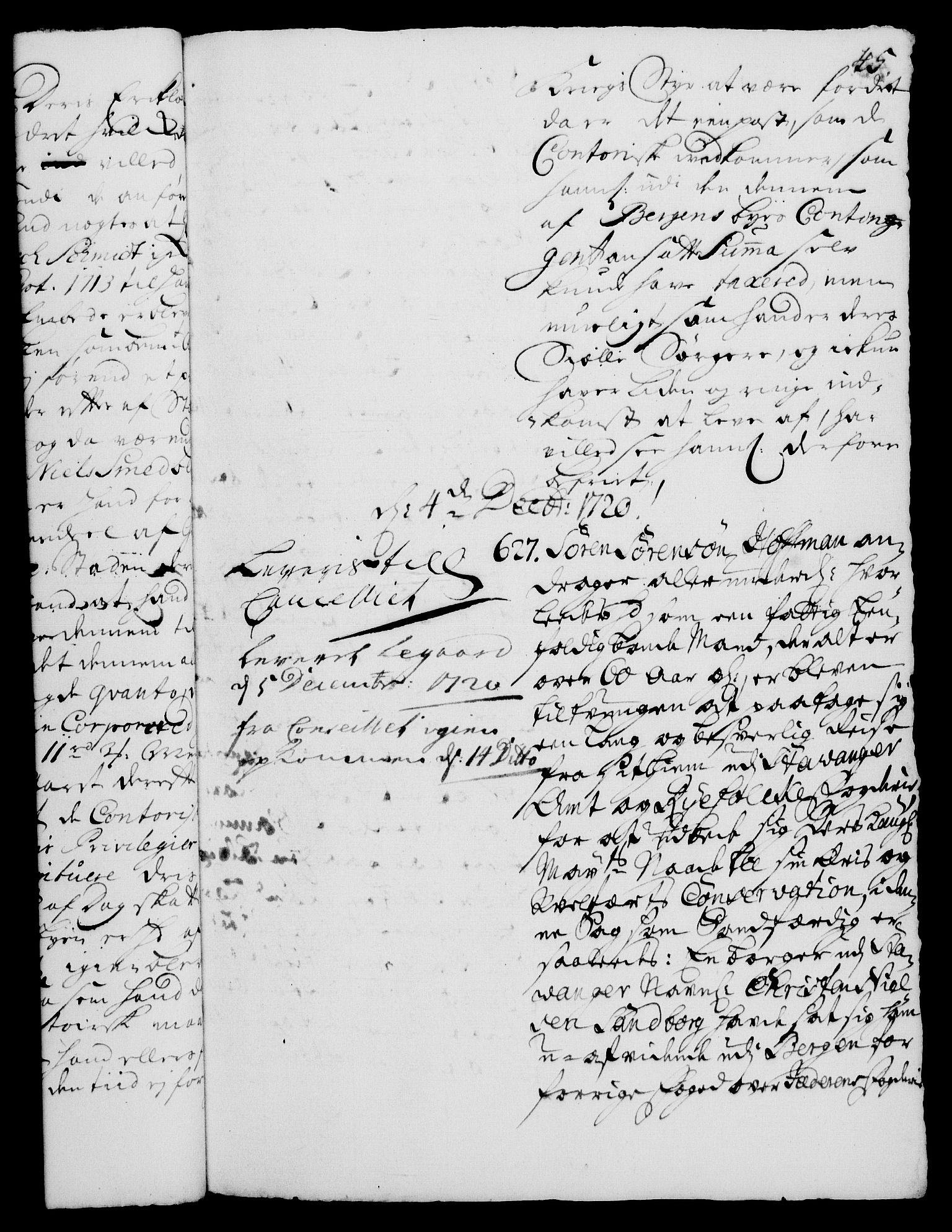 Rentekammeret, Kammerkanselliet, AV/RA-EA-3111/G/Gh/Gha/L0003: Norsk ekstraktmemorialprotokoll, sak. 600-765 (merket RK 53.48), 1720-1721, s. 45