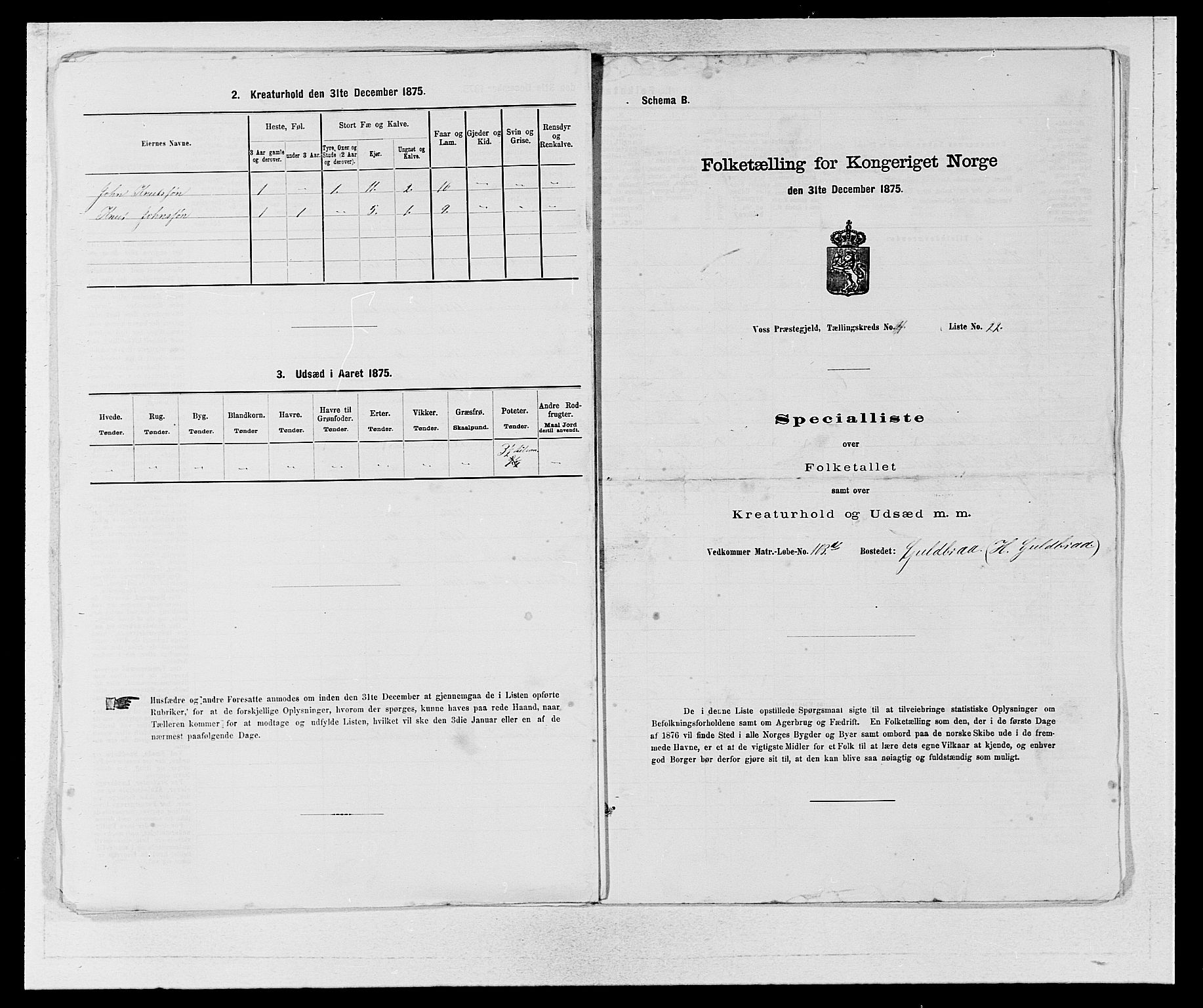 SAB, Folketelling 1875 for 1235P Voss prestegjeld, 1875, s. 2042