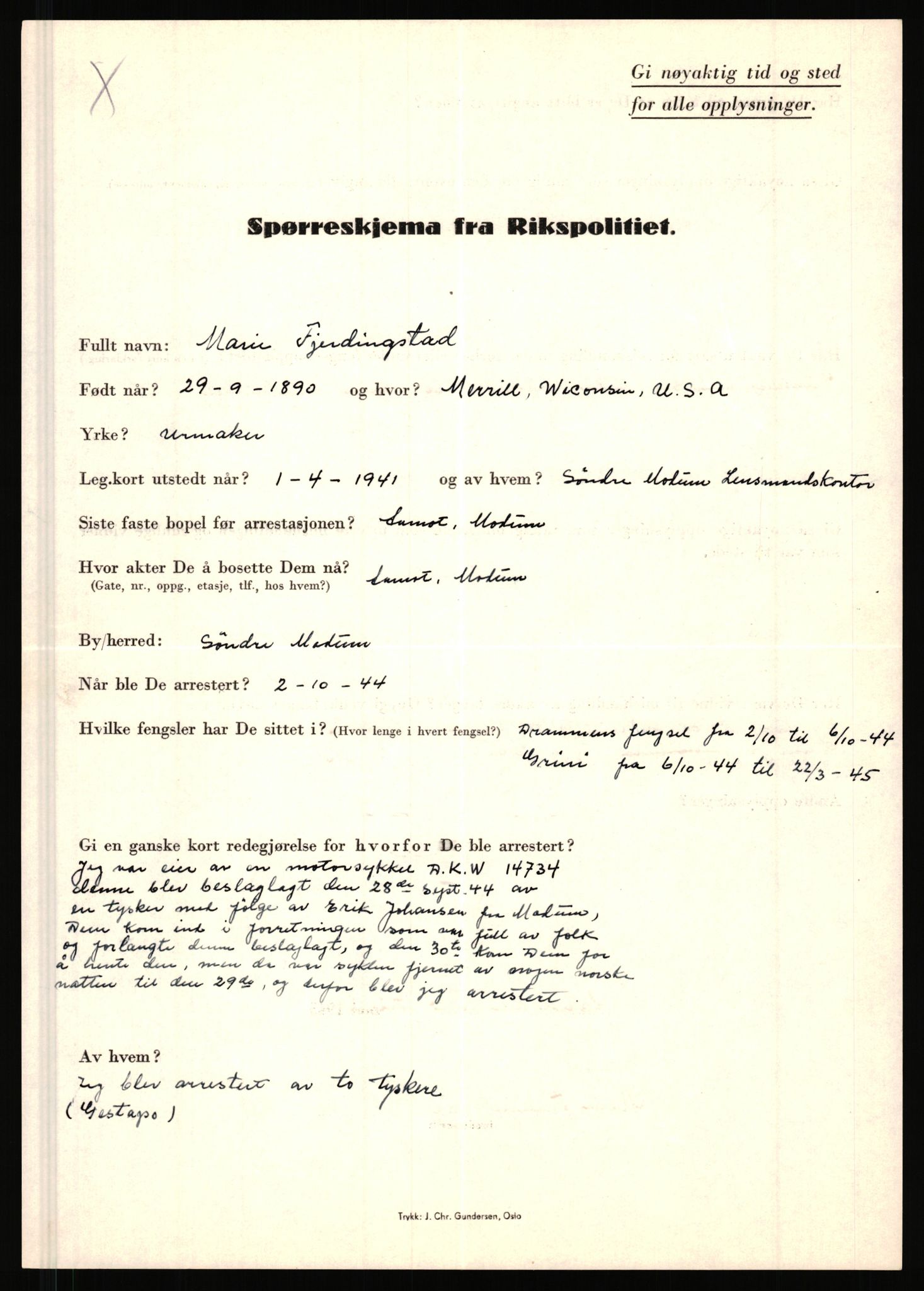 Rikspolitisjefen, AV/RA-S-1560/L/L0004: Eriksen, Alf - Geving, Øivind, 1940-1945, s. 532