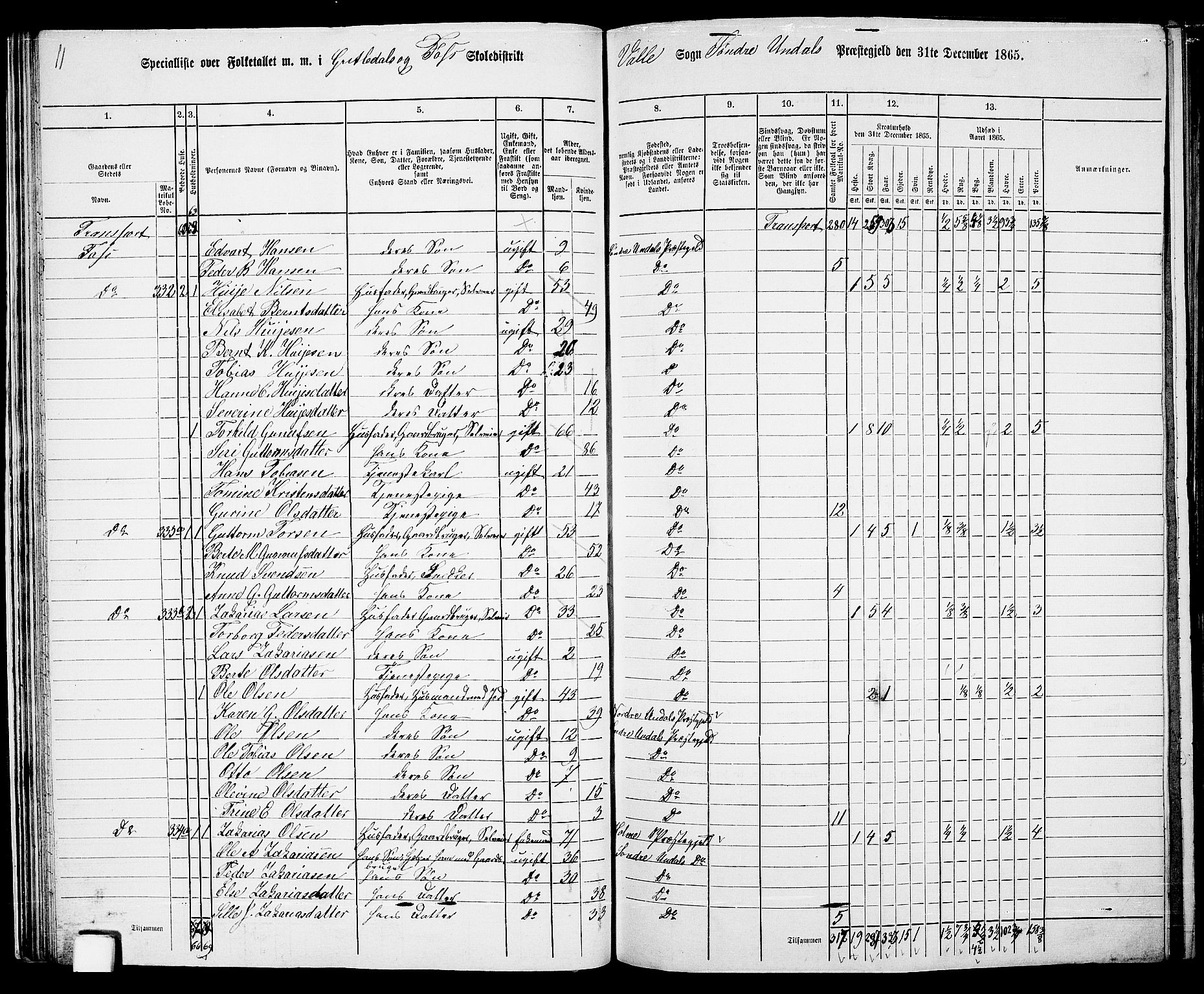 RA, Folketelling 1865 for 1029P Sør-Audnedal prestegjeld, 1865, s. 37