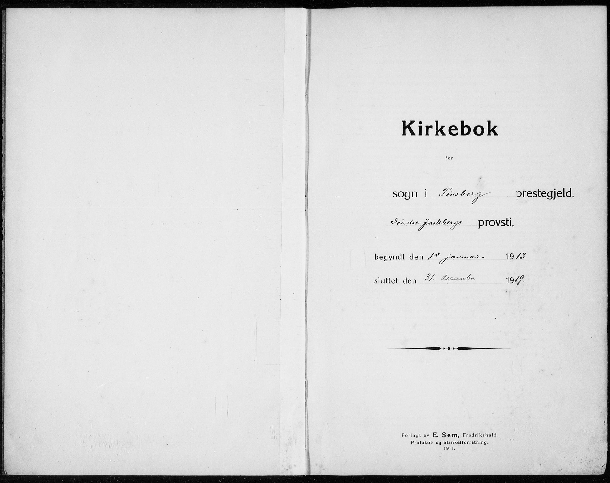 Tønsberg kirkebøker, SAKO/A-330/G/Ga/L0009: Klokkerbok nr. 9, 1913-1920