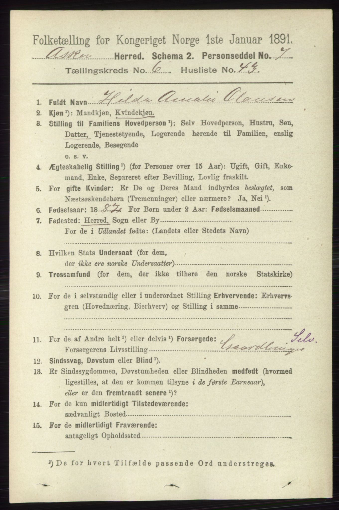 RA, Folketelling 1891 for 0220 Asker herred, 1891, s. 4450