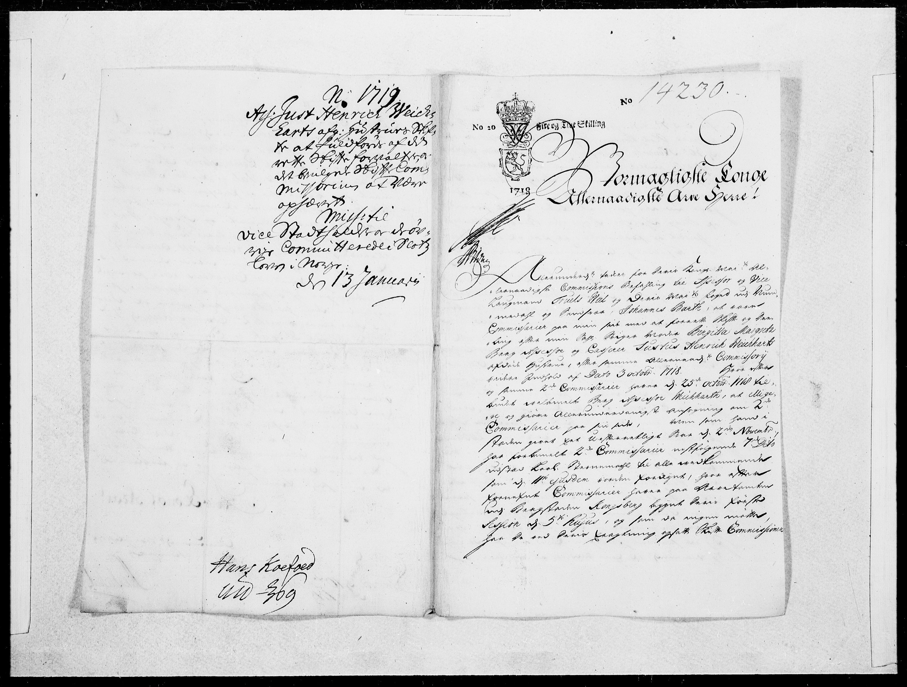 Danske Kanselli 1572-1799, AV/RA-EA-3023/F/Fc/Fcc/Fcca/L0084: Norske innlegg 1572-1799, 1719, s. 13