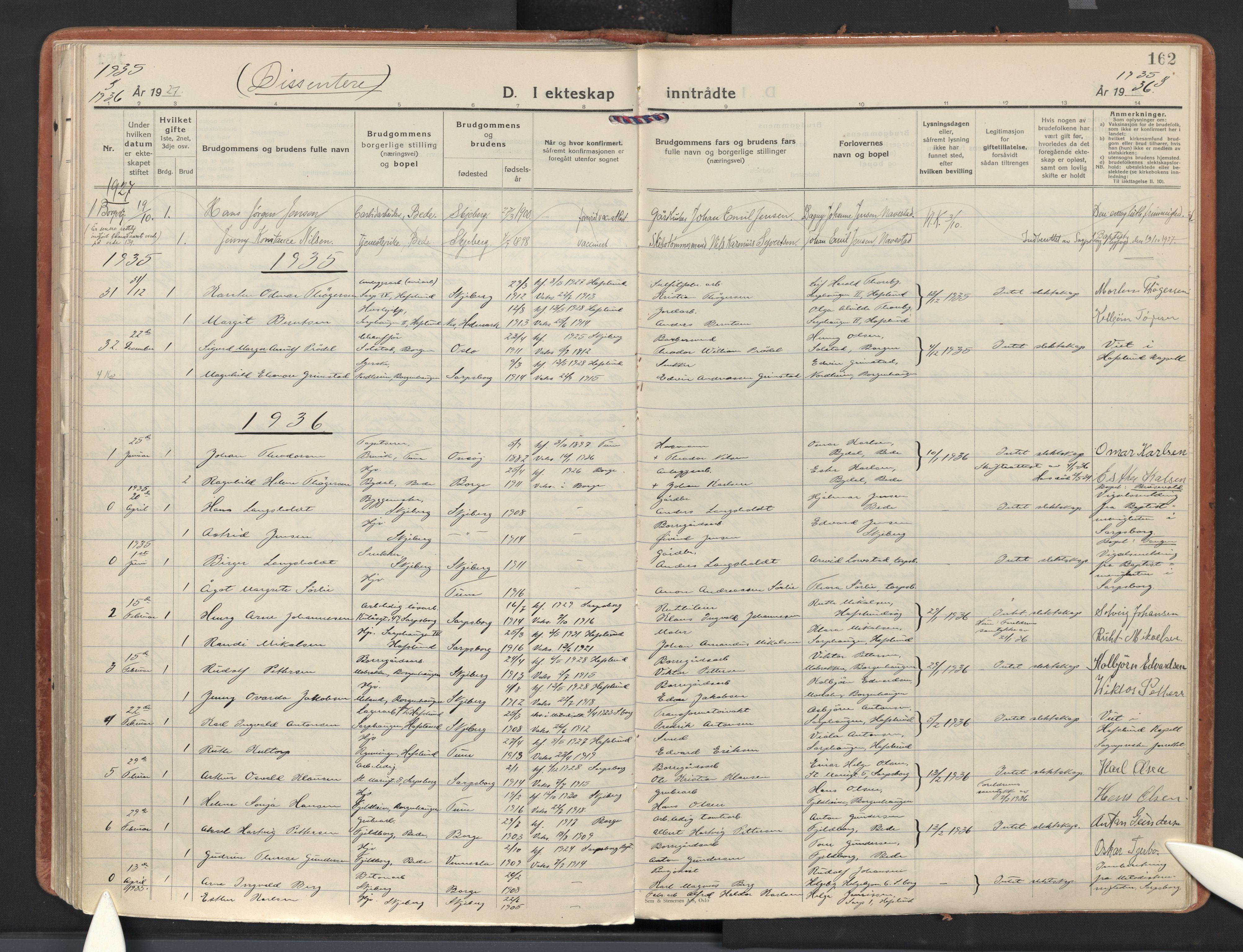 Skjeberg prestekontor Kirkebøker, AV/SAO-A-10923/F/Fd/L0002: Ministerialbok nr. IV 2, 1926-1936, s. 162