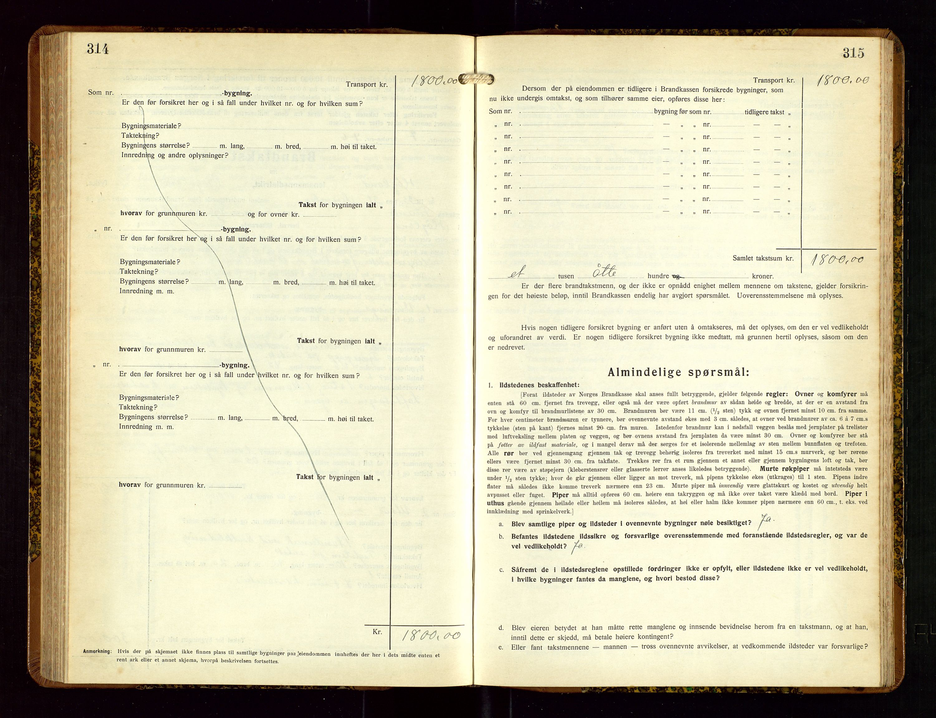 Høyland/Sandnes lensmannskontor, SAST/A-100166/Gob/L0005: "Brandtakstprotokoll", 1933-1936, s. 314-315