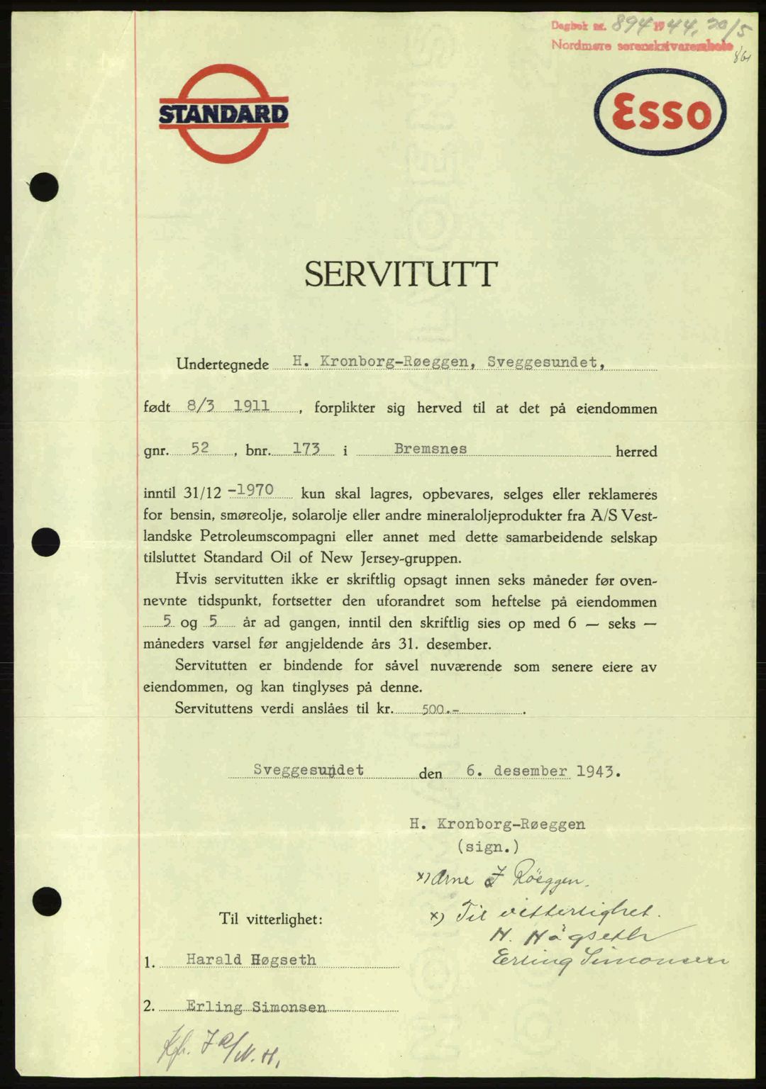 Nordmøre sorenskriveri, AV/SAT-A-4132/1/2/2Ca: Pantebok nr. B91, 1943-1944, Dagboknr: 894/1944