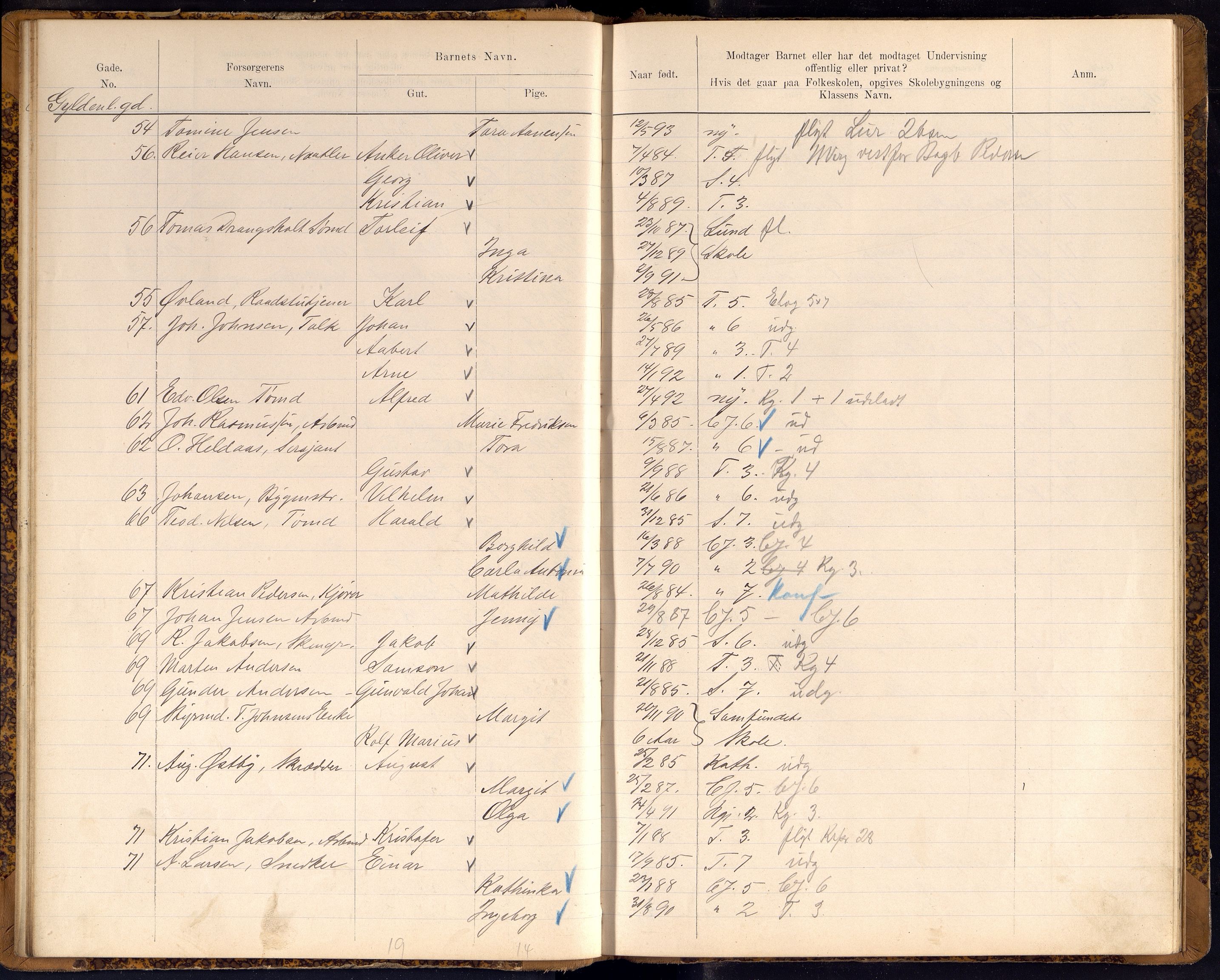 Kristiansand By - Skolekommisjonen/ -Styret, ARKSOR/1001KG510/J/Jb/L0009: Barnetelling, 1899